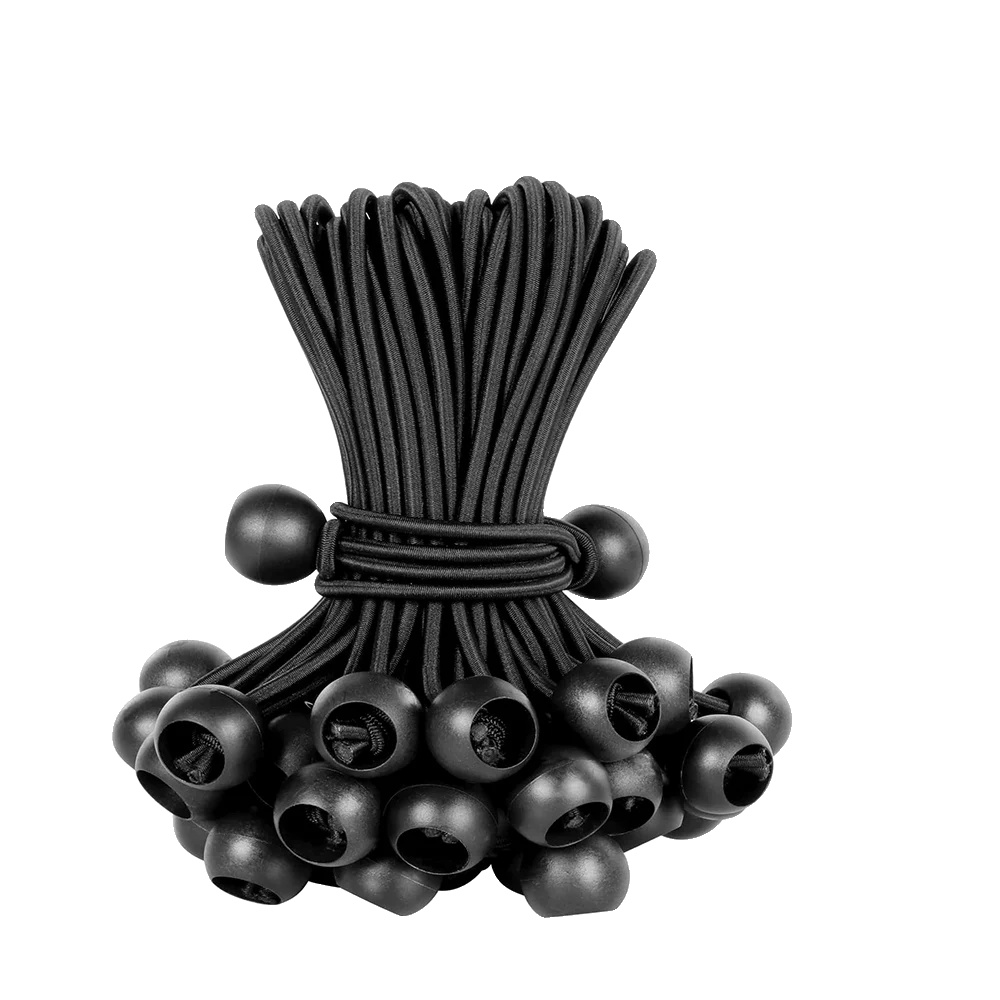 Ball Bungee-seile, 15 Cm Länge, Robuste Konstruktion, Schwarz 30 Stück