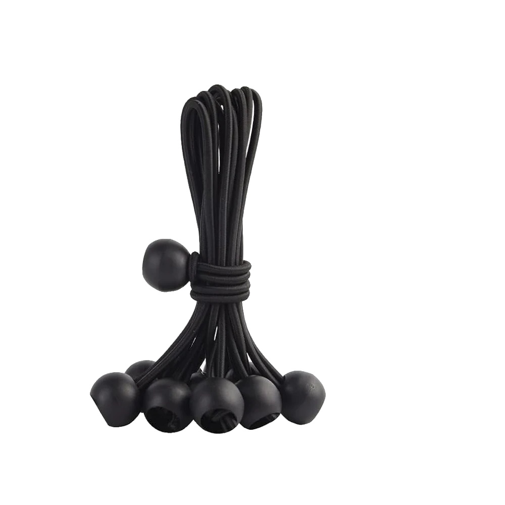 Ball Bungee-seile, 15 Cm Länge, Robuste Konstruktion, Schwarz 10 Stück
