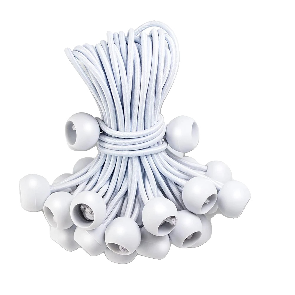 Ball Bungee-seile, 15 Cm Länge, Robuste Konstruktion, Weiß 30 Stück