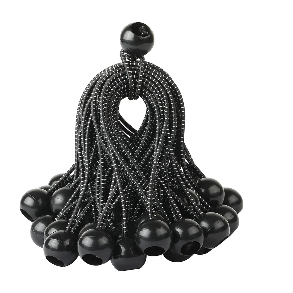 Ball Bungee-seile, 15 Cm Länge, Robuste Konstruktion, Schwarz-weiß 30 Stück