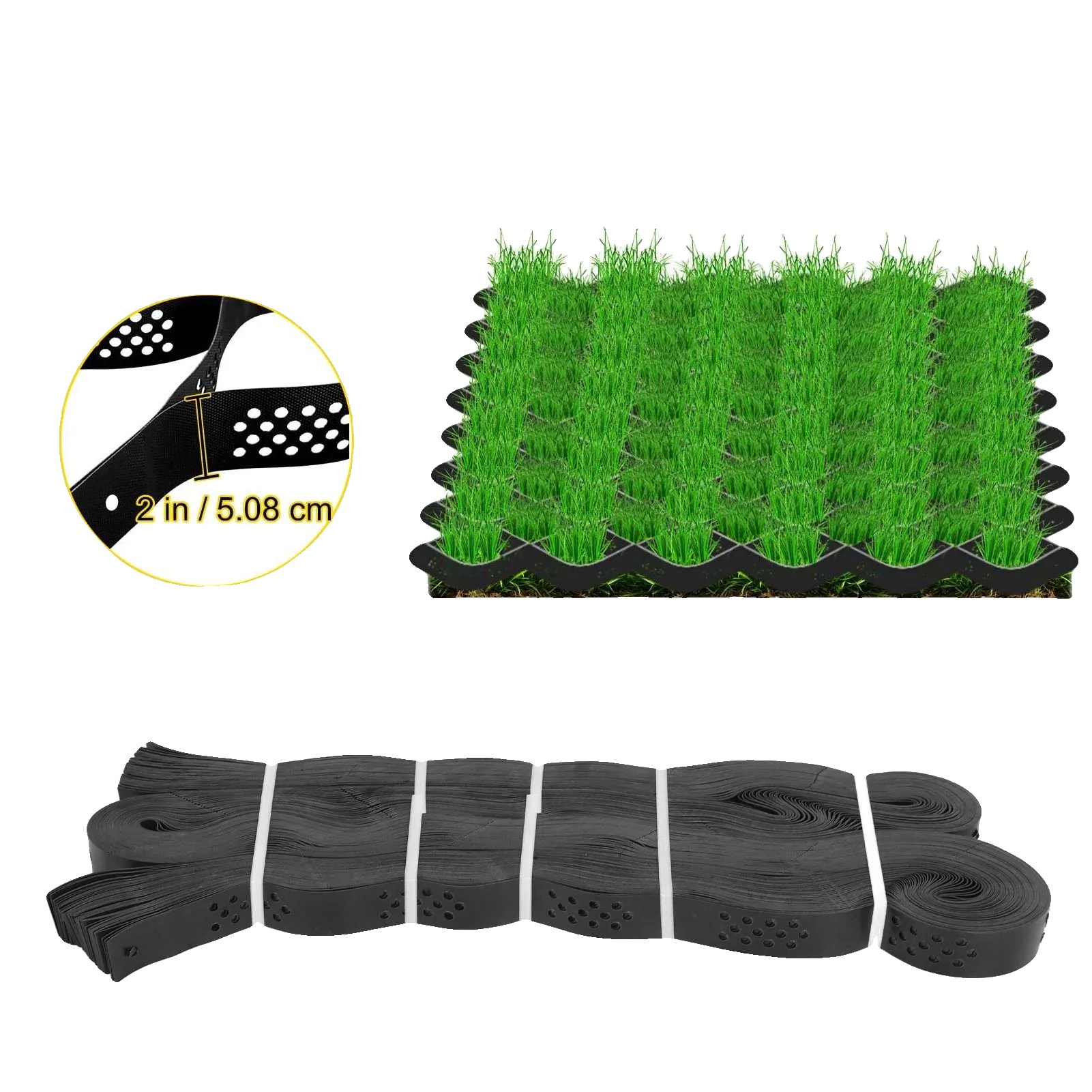 Erdgitter, Hdpe-material, 9x17 Fuß Abmessungen, 2 Zoll Dicke, Tragfähigkeit Für Schwere Fahrzeuge, Faltbares Design
