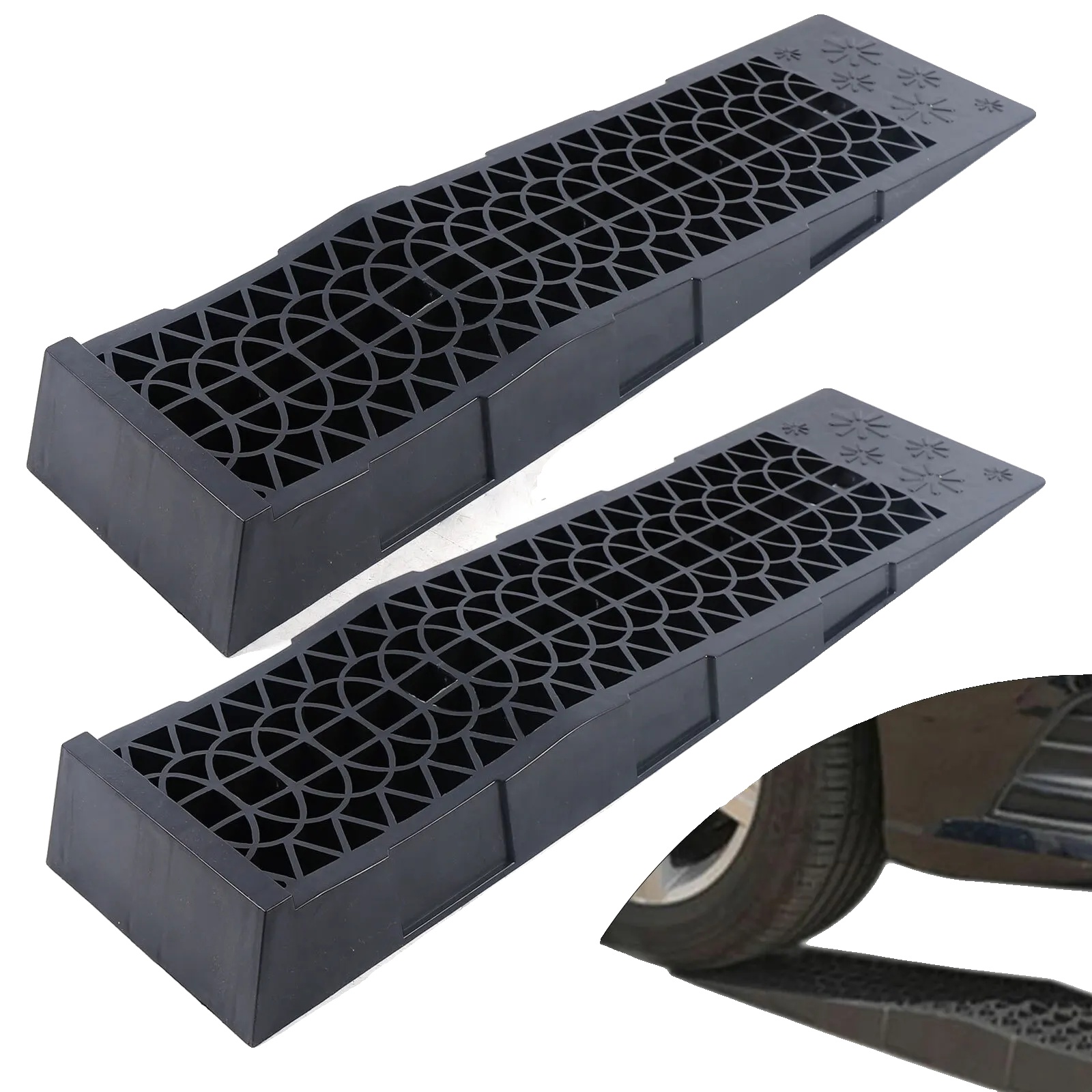 Auto Wartungsrampe, Material: Pp, Abmessungen: 69,8207,8 Cm, Tragfähigkeit: 3t, Maximale Höhe: 70 Mm, Neigungswinkel: 8,6°