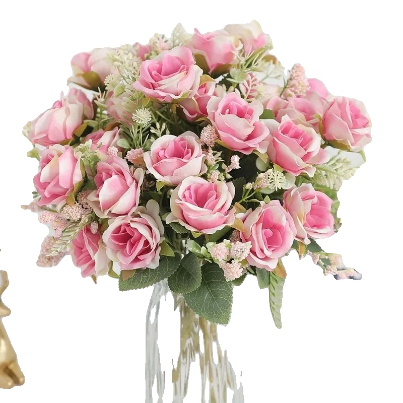 Künstlicher Rosenstrauß, Pflegeleicht, Vielseitige Dekoration, Weiß Rosa, 3stück