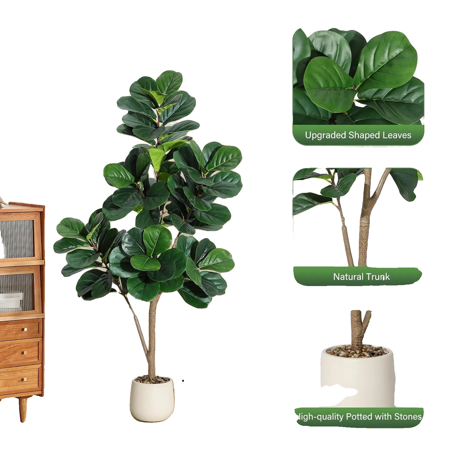 Künstlicher Geigenfeigenbaum, Lebensechtes Design, Vielseitige Dekoration, 150cm