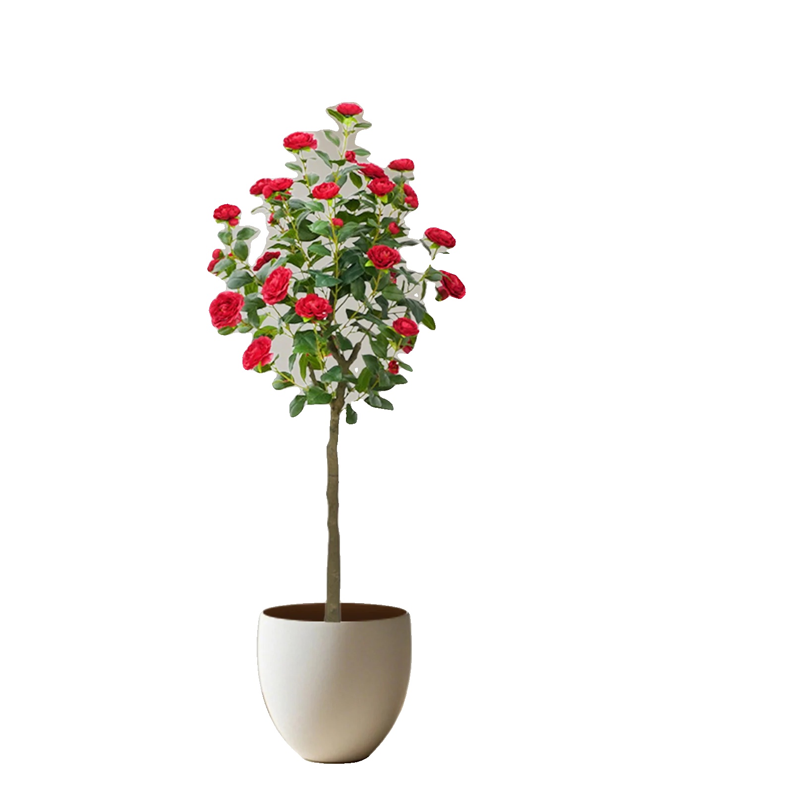 Künstlicher Kamelienbaum, Seidenmaterial, Höhe: 150 Cm, Baumstil, Außennutzung, Bodenplatzierung