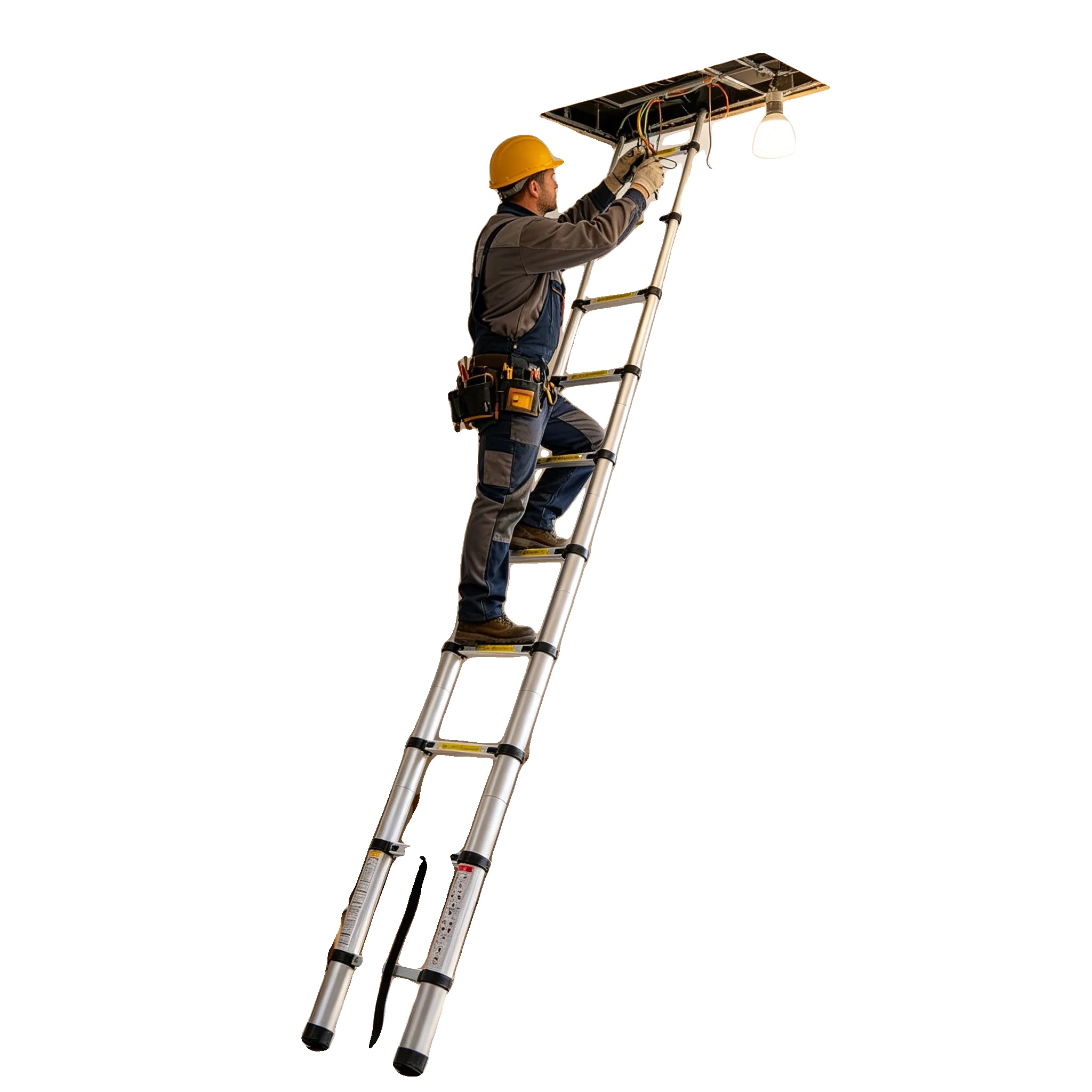 Teleskopleiter, 150 Kg Tragfähigkeit, Rutschfestes Design, Silber