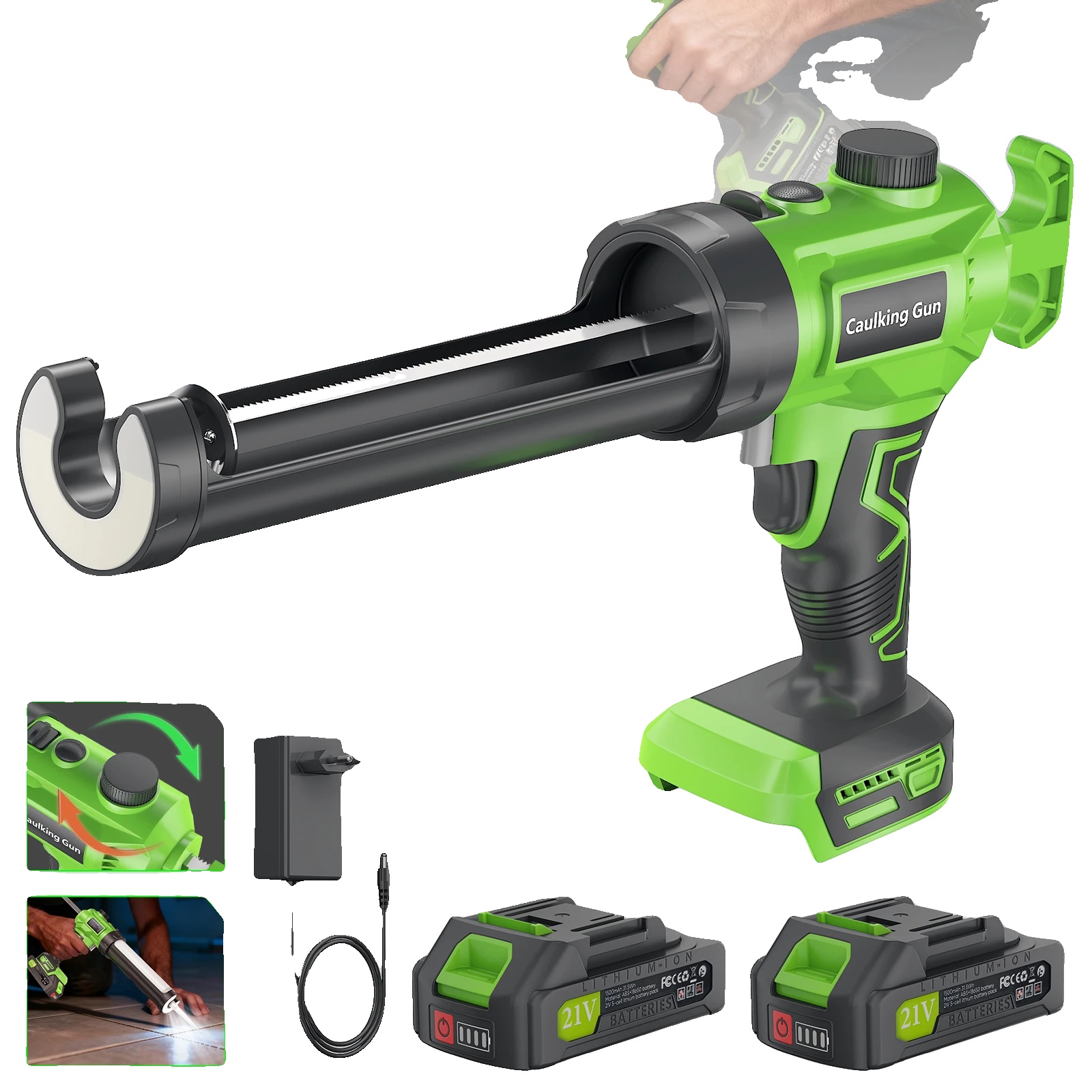 Elektrische Heißklebepistole, 1500 Mah Akku, 18-24v Spannung, 250 Kg Schubkraft, Ergonomisches Design, Triggergesteuert