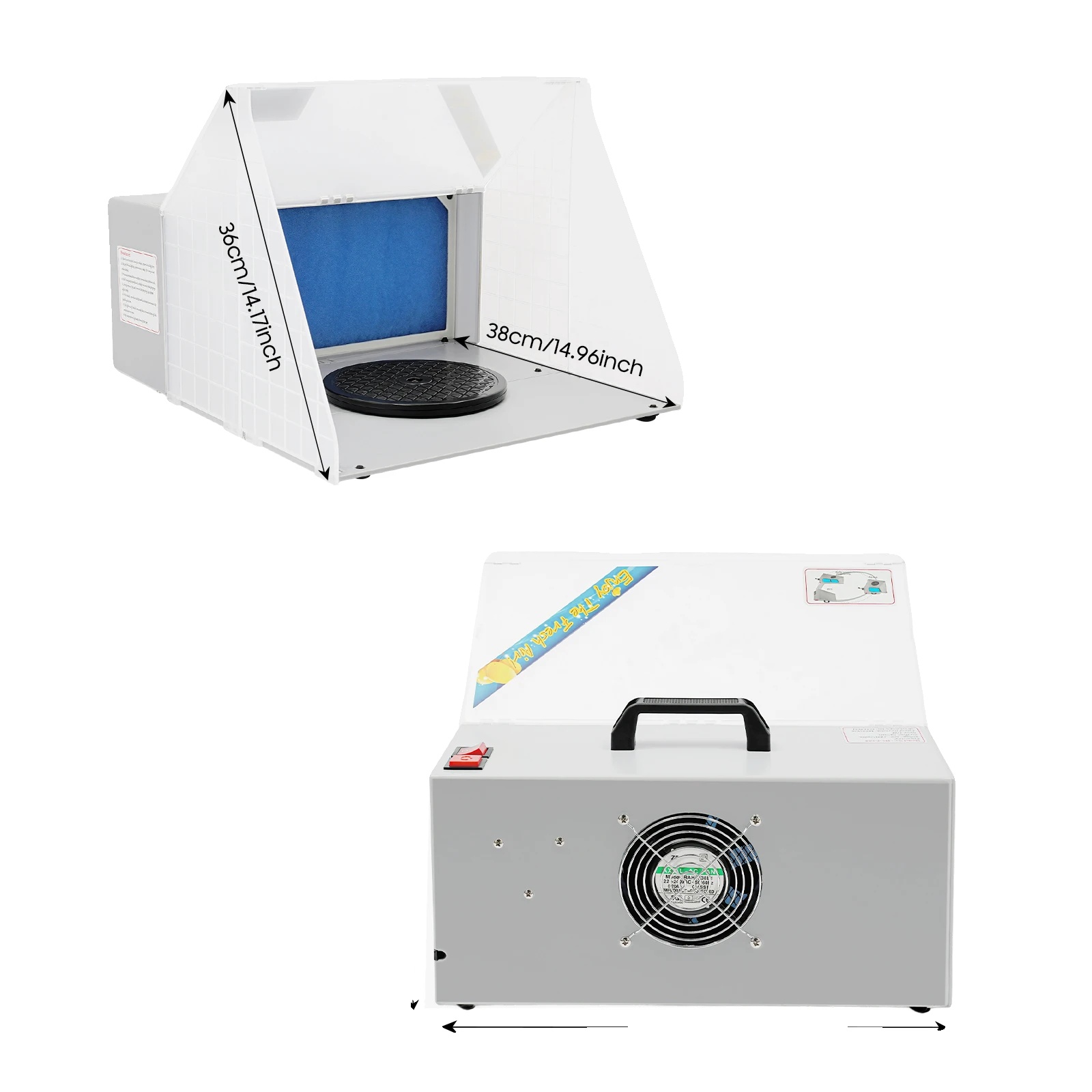 Spritzkabine, Leiser Betrieb, Effiziente Filtration, Weiss
