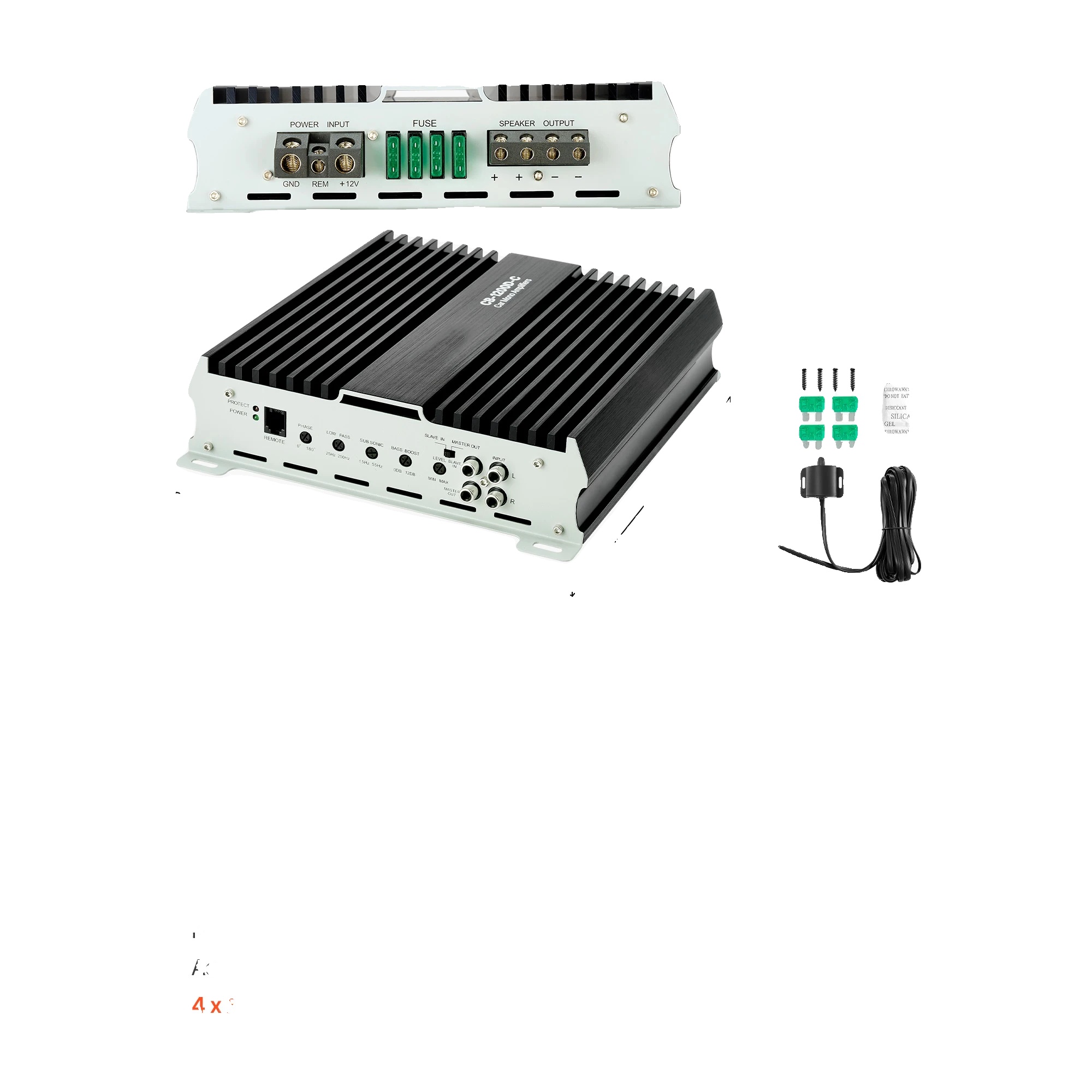 Auto-verstärker, Klasse D, Einstellbare Bassregelung, 1200w