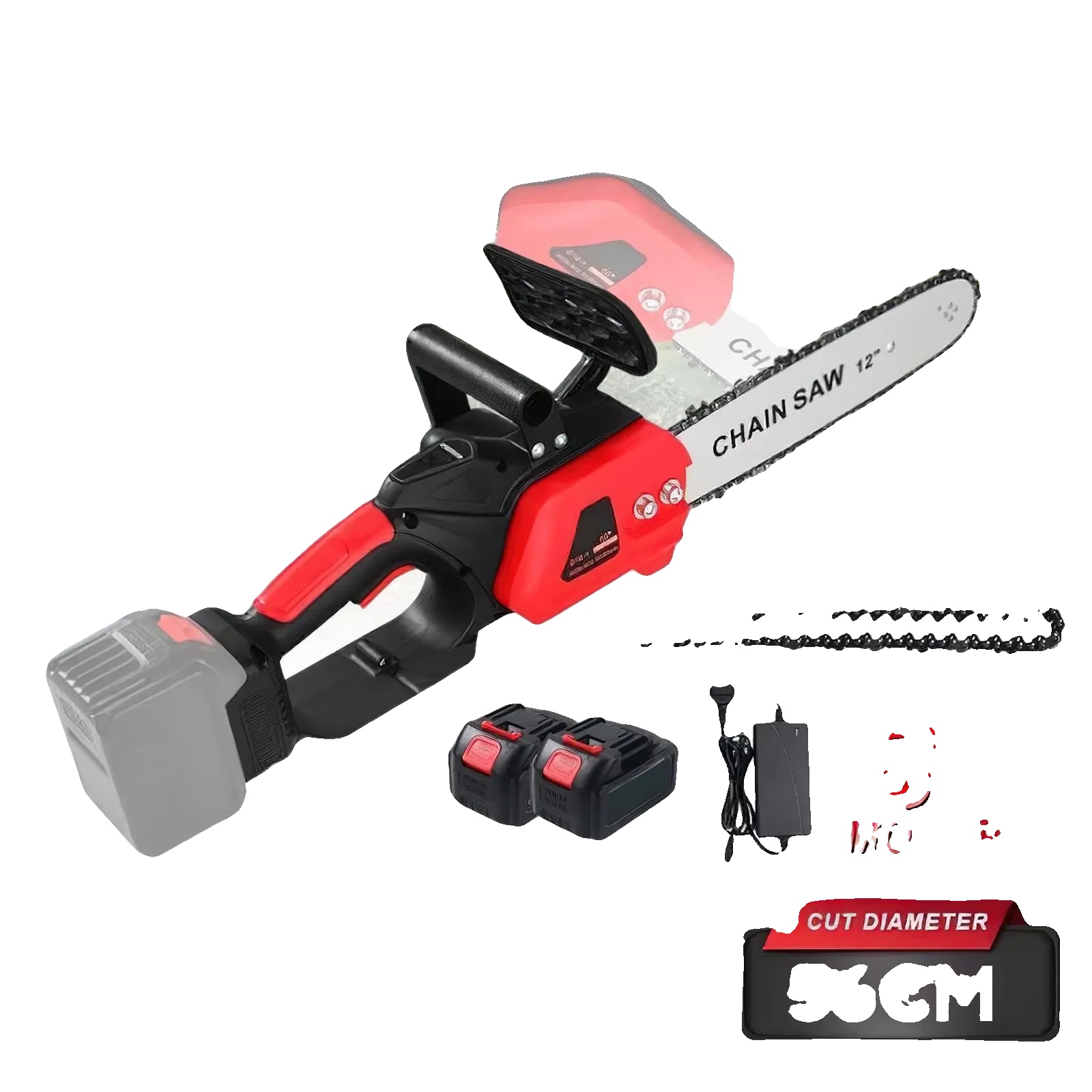 Kettensäge, Bürstenloser Motor, Ergonomisches Design, B Kit Mit 2 Batterien