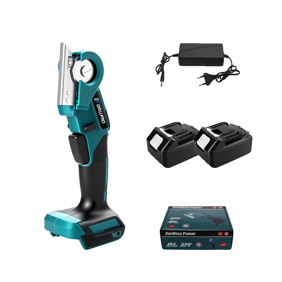 Elektrische Schere, Niedrige Vibration, Wiederaufladbarer Akku, 2 Batterien, Eu