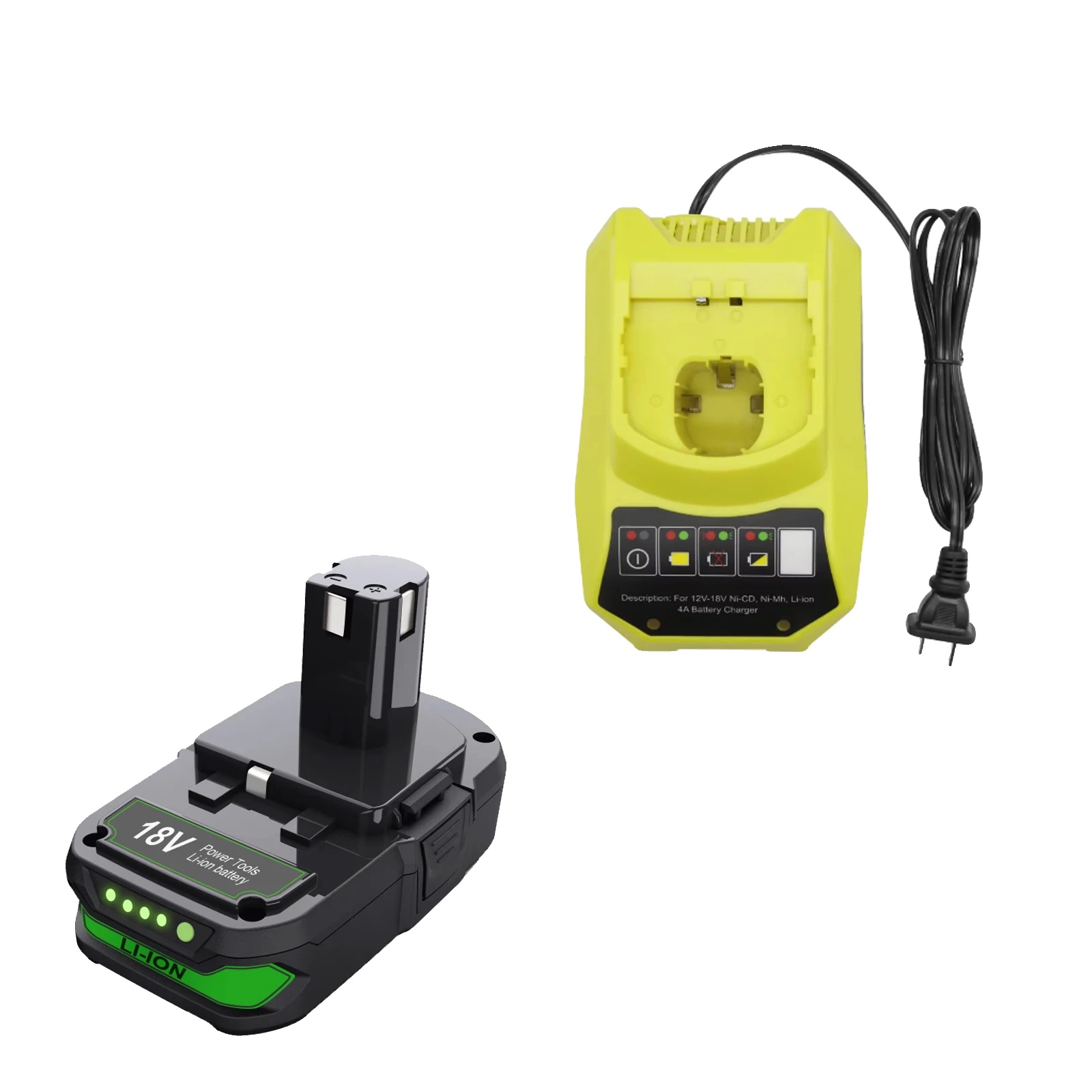Li-ionen-batterie, 3000mah Kapazität, 18v Spannung, Kompatibel Mit Ryobi, 1bat 1lader, 18v