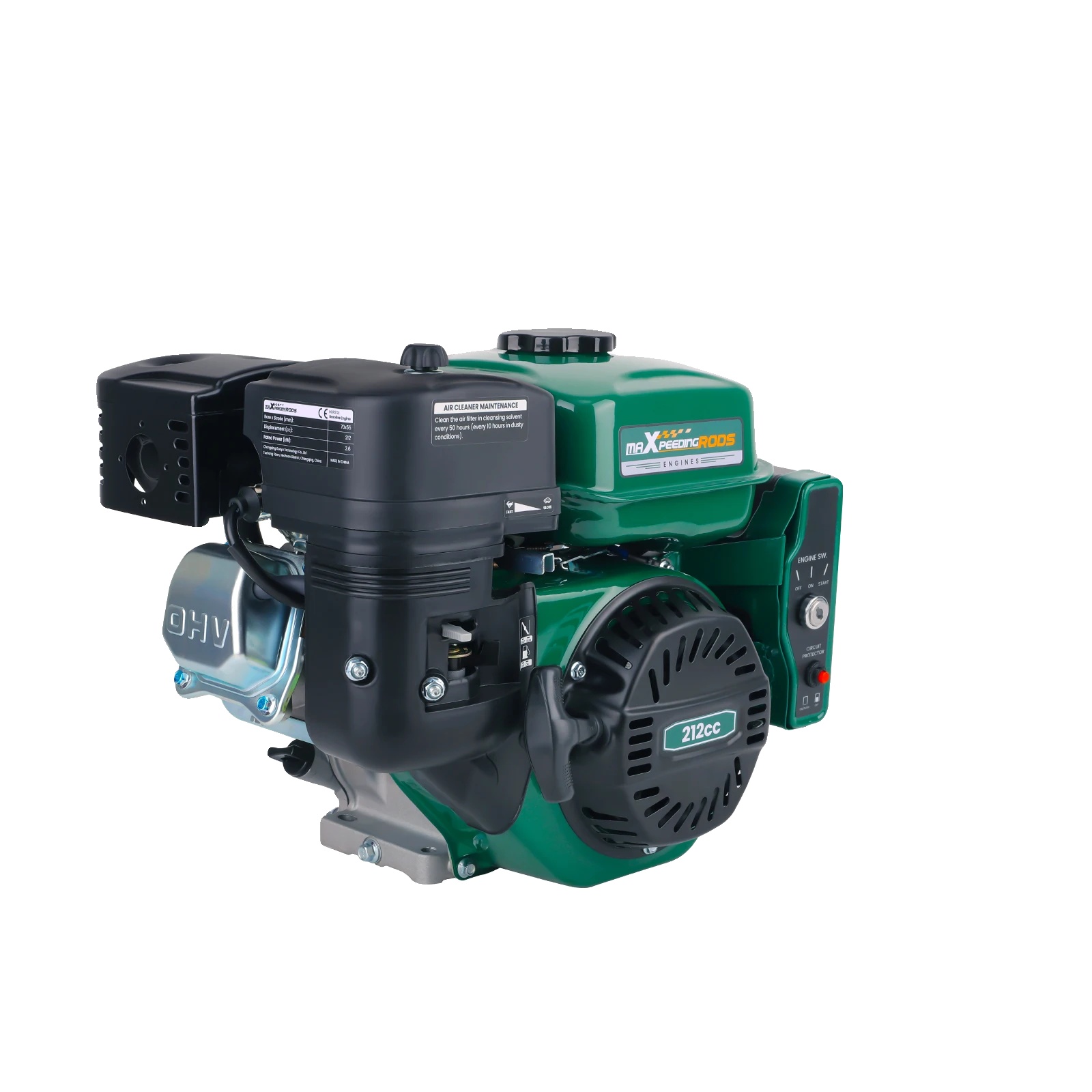 Benzinmotor, 7 Ps, 212 Ccm, 3,6 Kw, Horizontalwelle, Elektrostarter