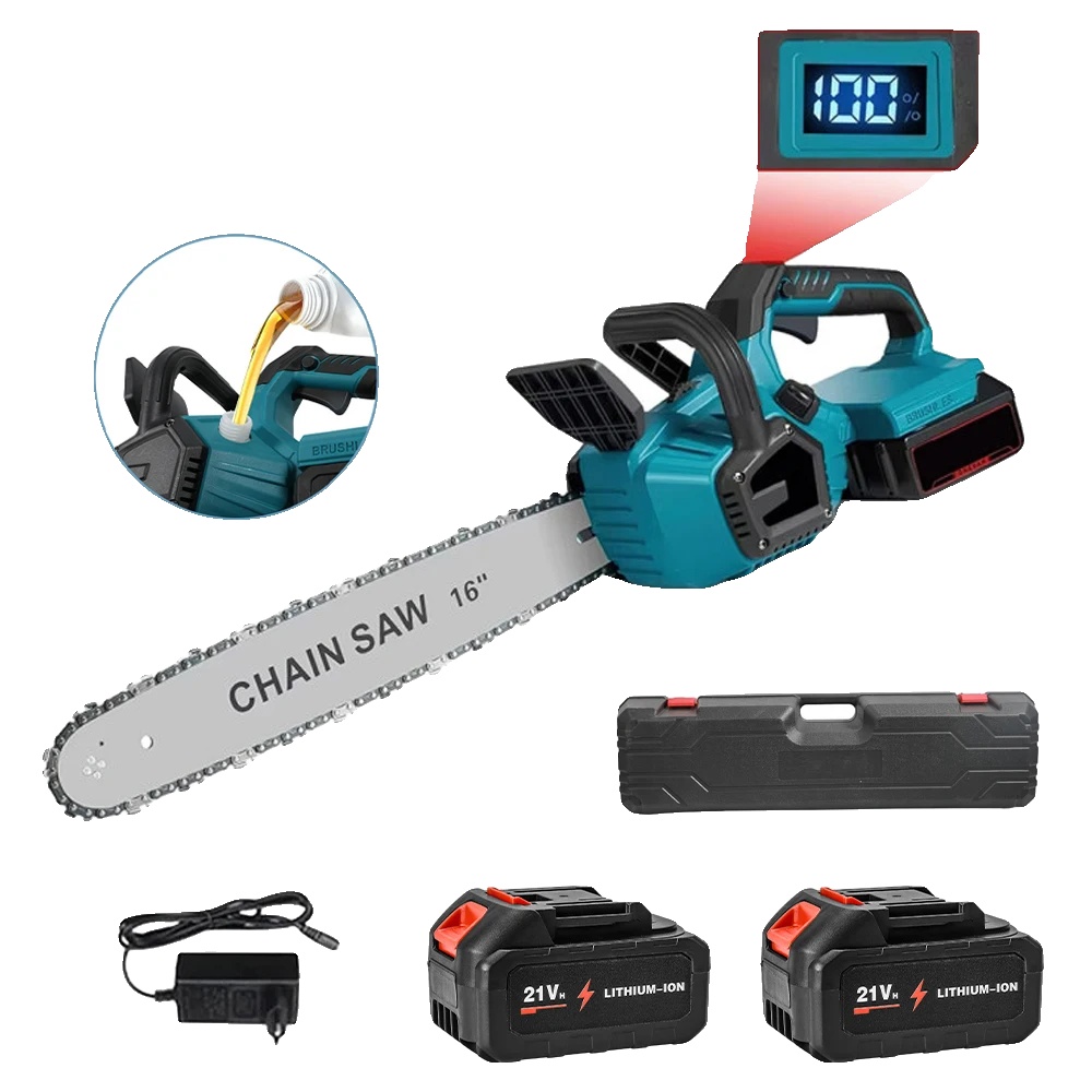 Elektrische Kettensäge, Dual-batterie-stromversorgung, Automatisches Ölsystem, Mit 2xbattery