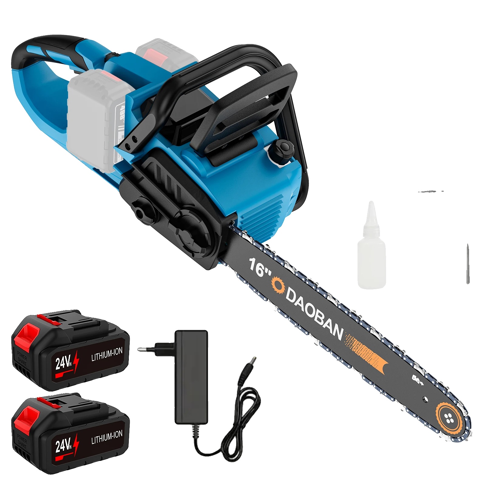 Kettensäge, 16 Zoll, Bürstenloser Motor, 2 Batterien Set, 16 Zoll, Zwei Batterien