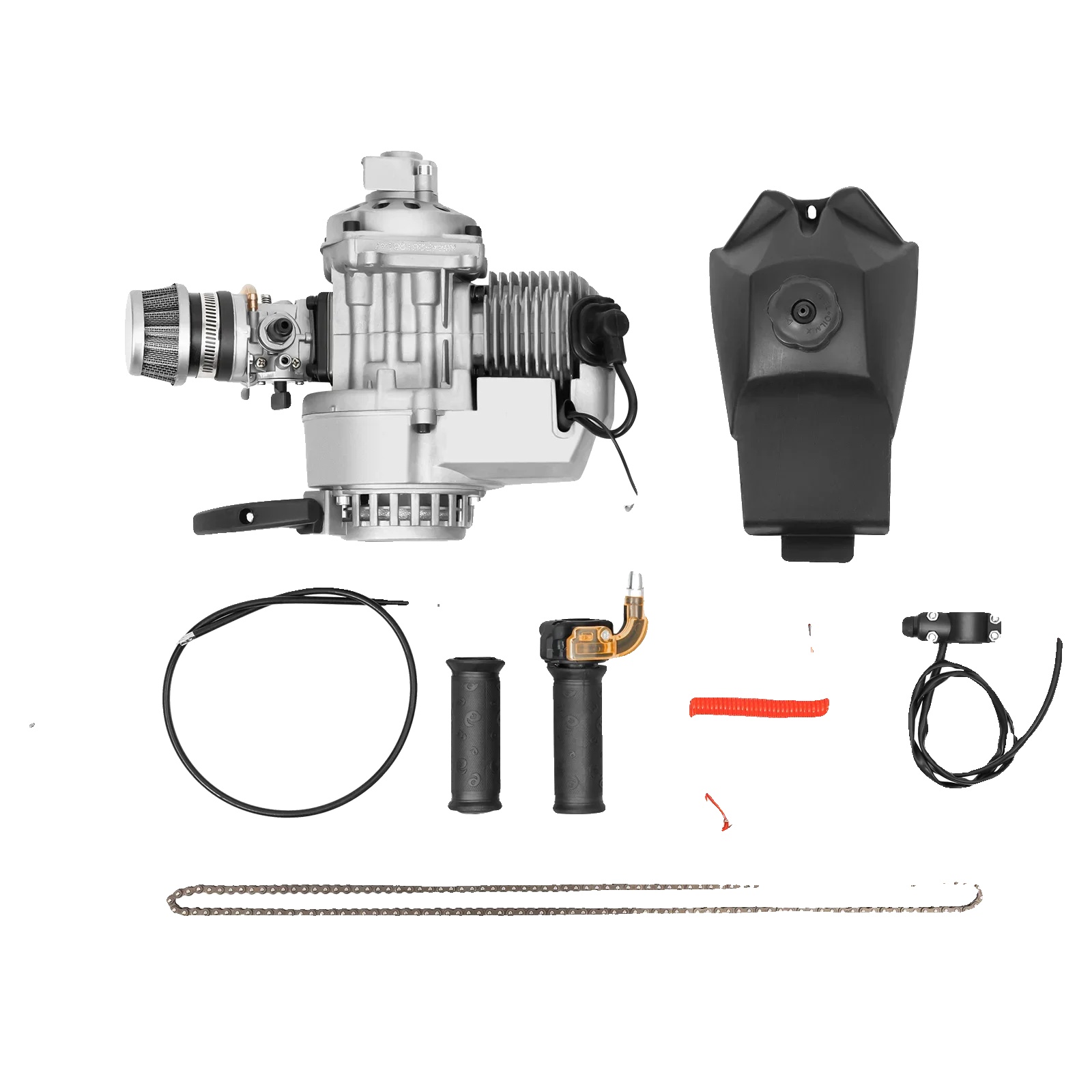 49cc Motor Kit, Rückholfederzugstart, Luftgekühlte Leistung, Silber