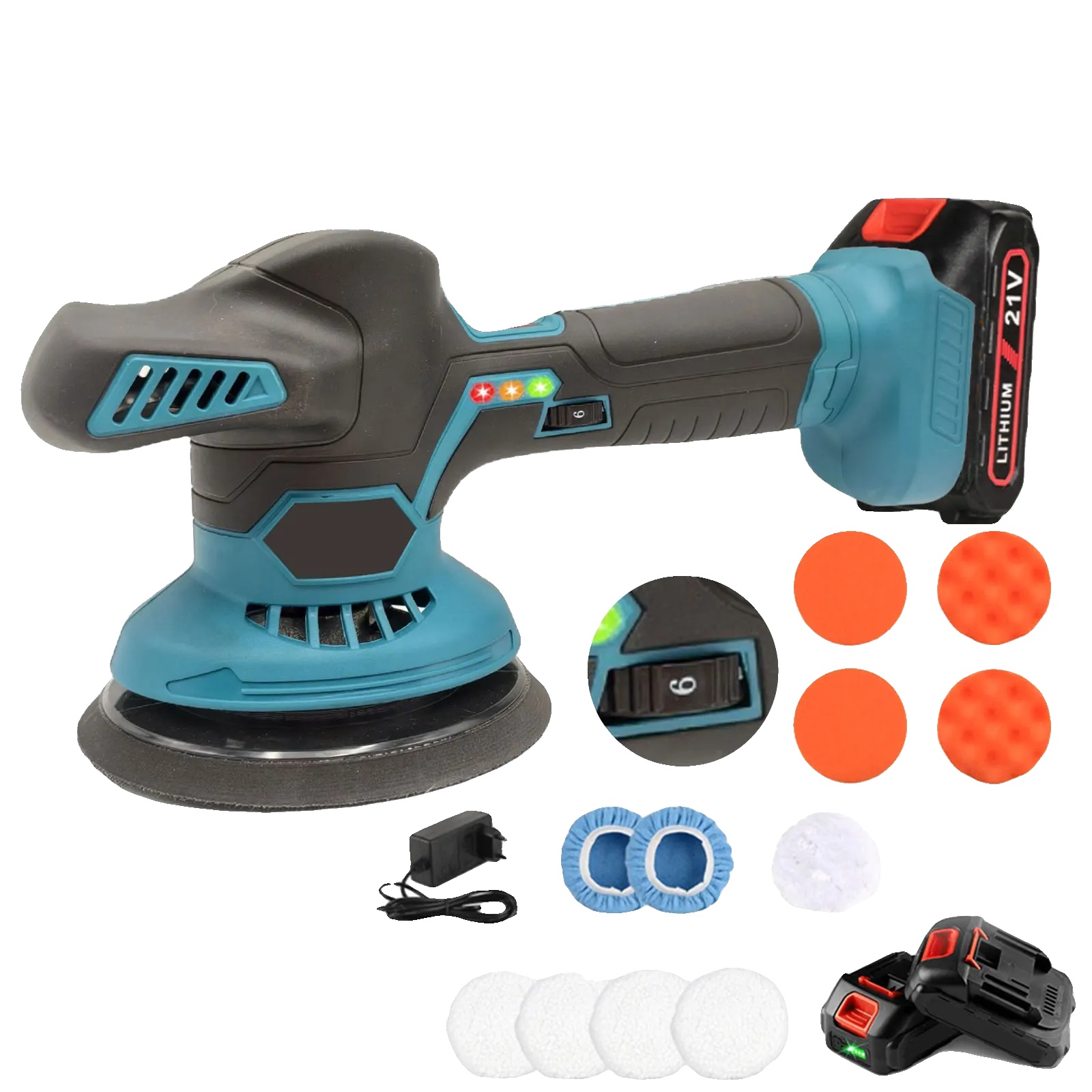 Autopolierer, Kabelloses Design, Einstellbare Geschwindigkeitsstufen, 2 Batterieset