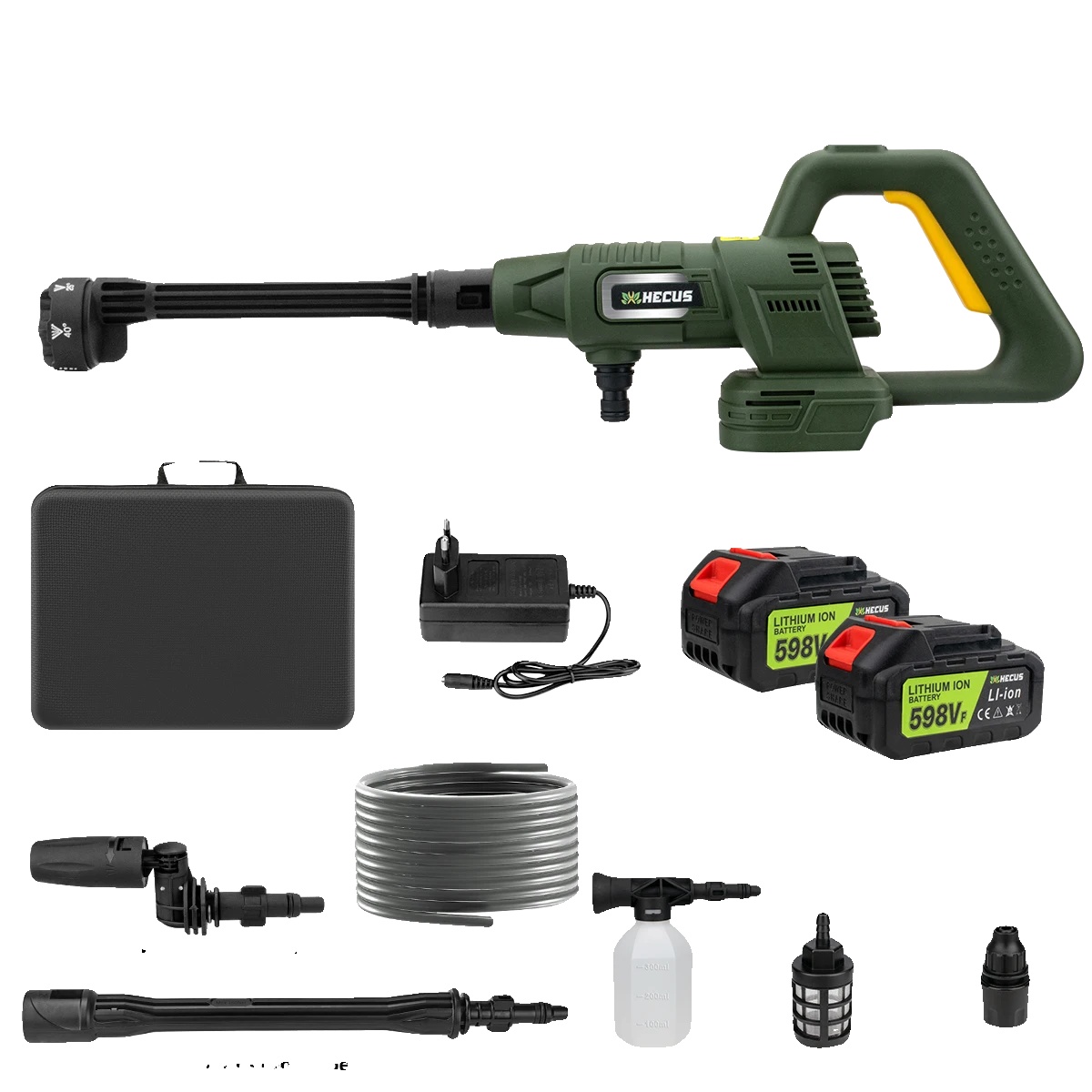 Hochdruckreiniger, 200 Bar Maximaldruck, Bürstenloser Motor, 2 Batterien
