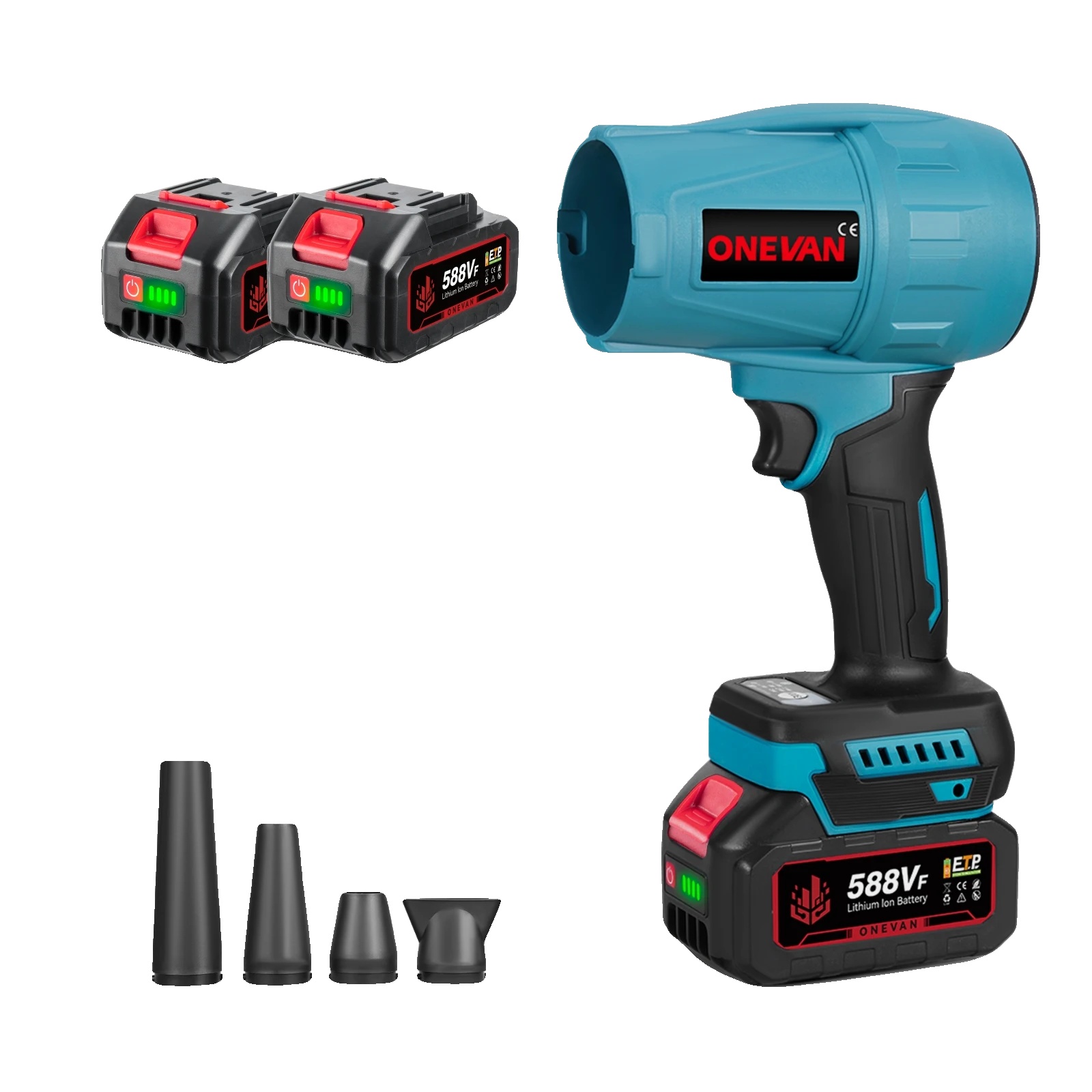 Elektrischer Bläser, 300000rpm Motor, 350m/s Luftstrom, 2 Batterien Set