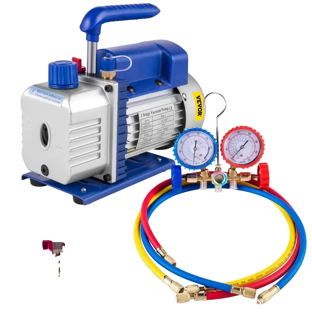 Vakuumpumpe, 1/4 Ps, 1,8 Cfm Durchflussrate, 3cfm 1-4hp Manometer