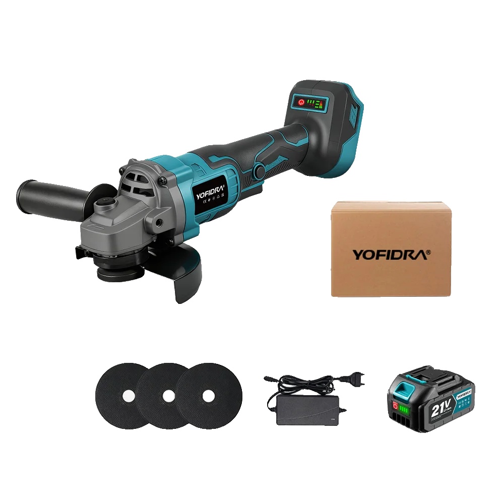 Winkelschleifer, Bürstenloser Motor, 3 Geschwindigkeitsstufen, 1 Batterie