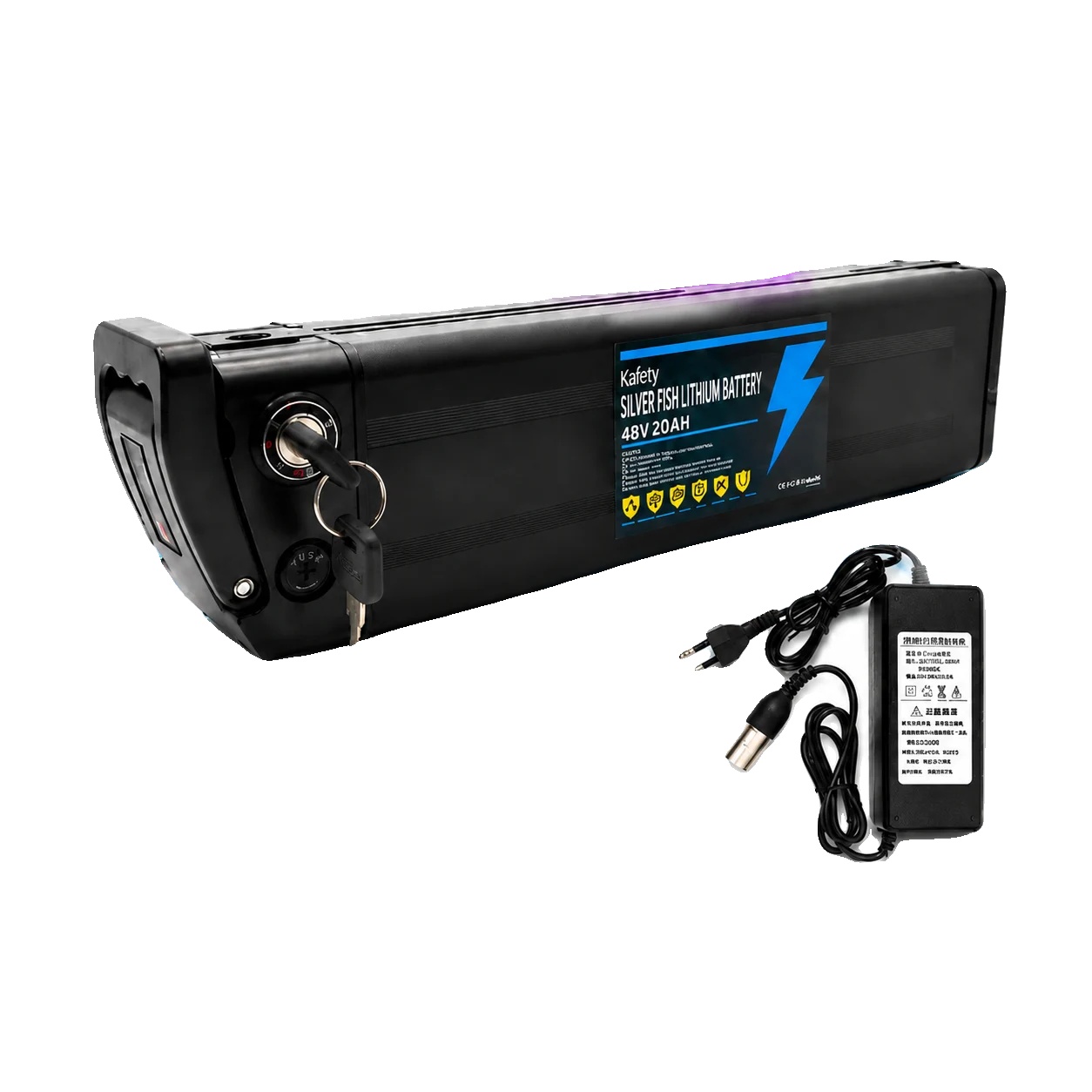 Lithiumbatterie, 20ah Kapazität, Kompatibel Mit Elektrofahrzeugen, 48vsilberfisch-3pstecker