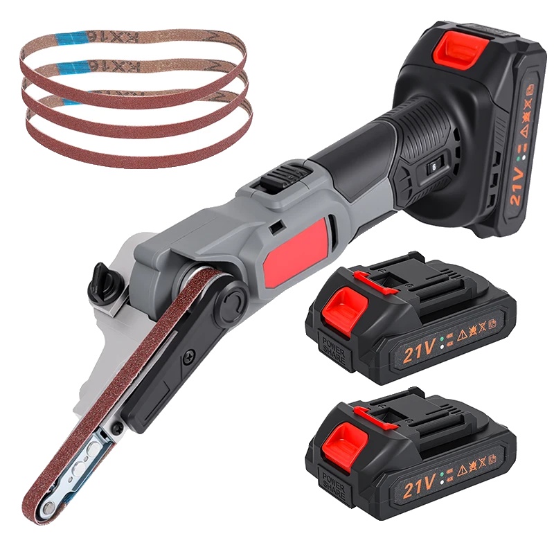 Akku Mini Bandschleifer, 6 Geschwindigkeitsregelung, Tragbares Design, Mit 2xbattery