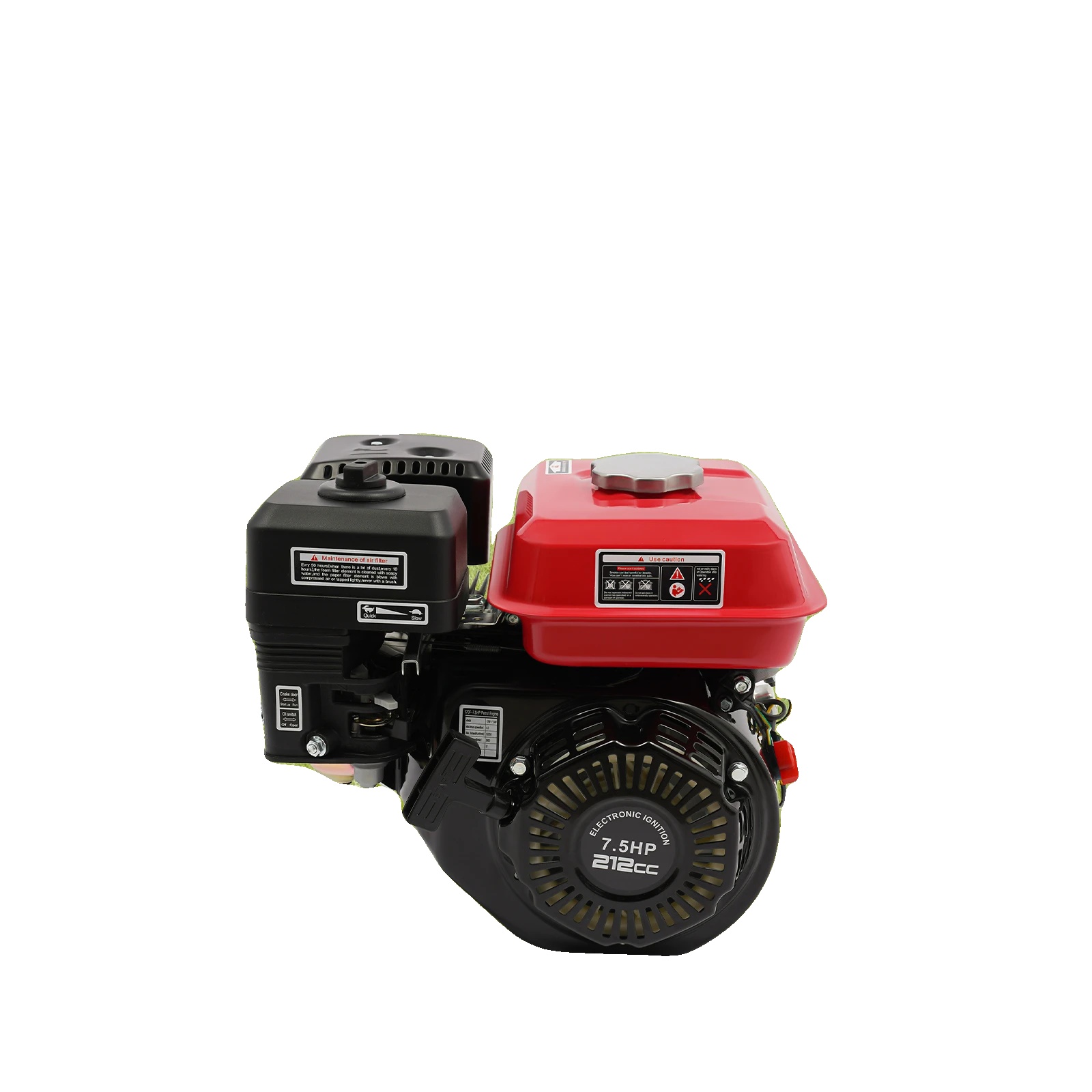 Benzinmotor, 7,5 Ps, 212 Ccm, 3600 U/min, Kraftstoffkapazität 3,6 L, Ölkapazität 0,65 L