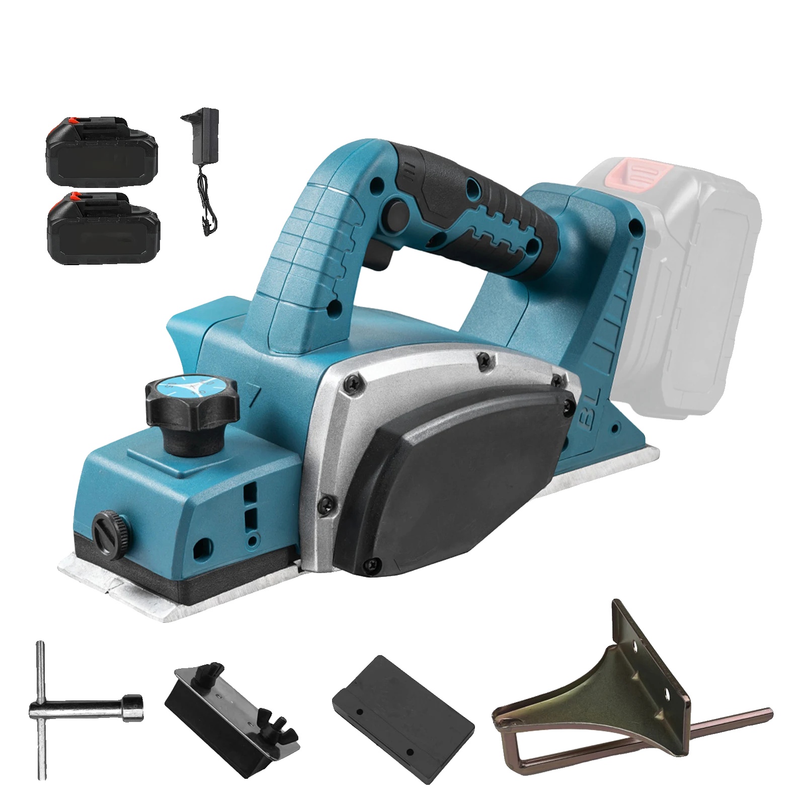 Elektrischer Hobel, Bürstenloser Motor, Einstellbare Schnitttiefe, 2 Batterien