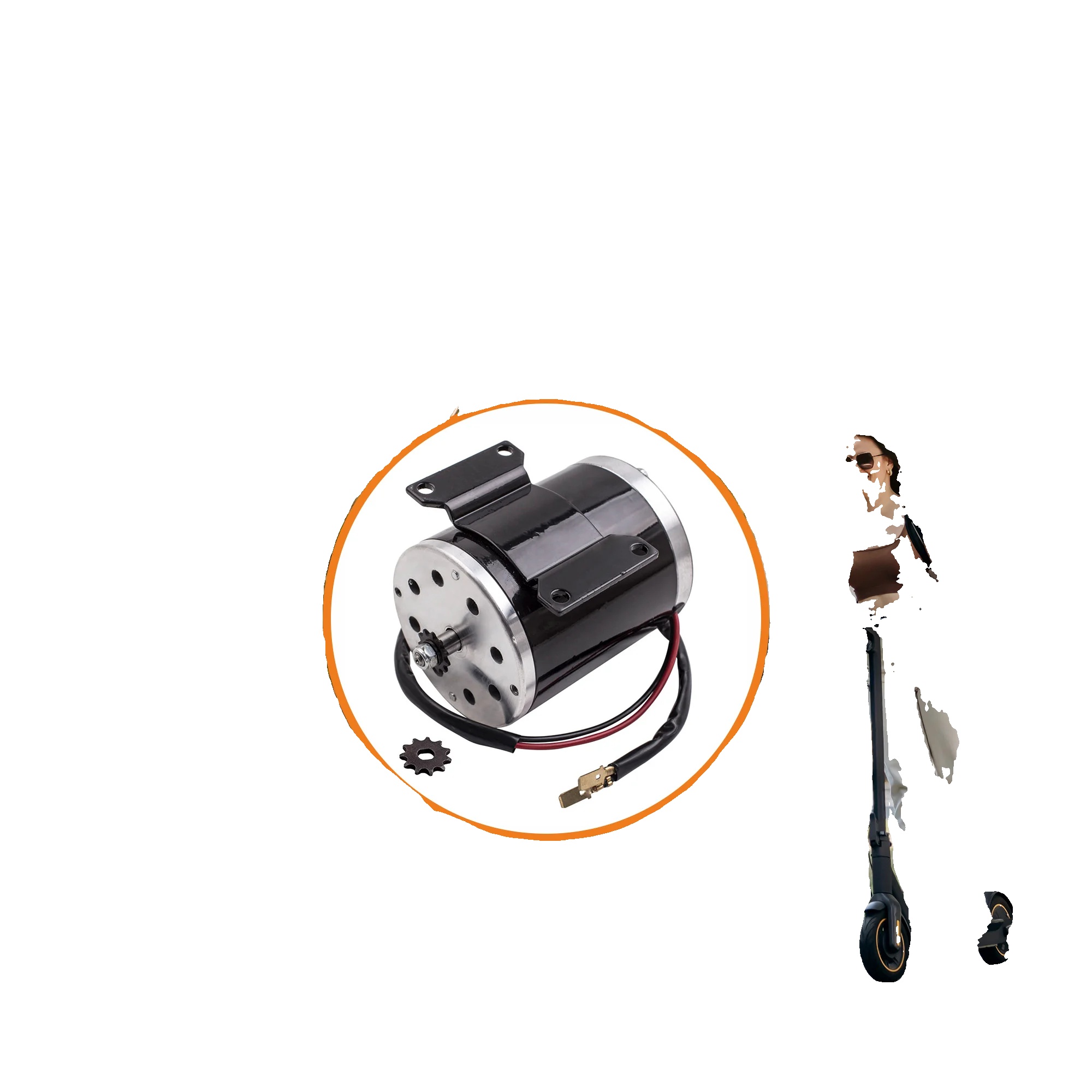 Elektromotor, 500w Leistung, 24v Spannung, Leerlaufdrehzahl 2800-3000 U/min, Nenn-drehzahl 2500 U/min, Abmessungen 22x16x15 Cm