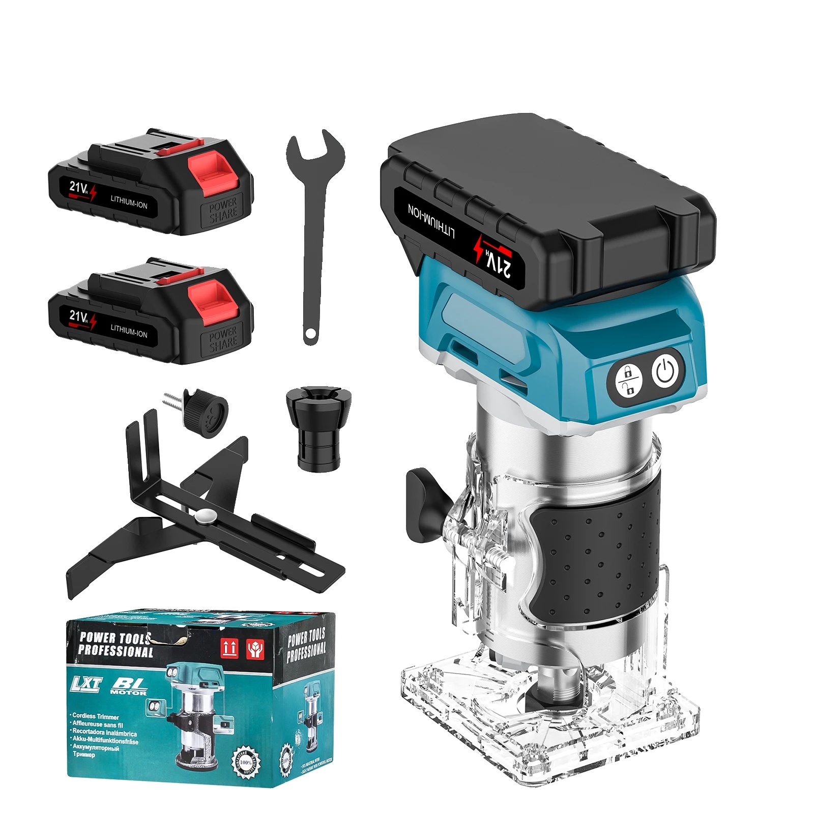 Holzfräse, Bürstenloser Motor, Akkubetrieben, 2 Batterie