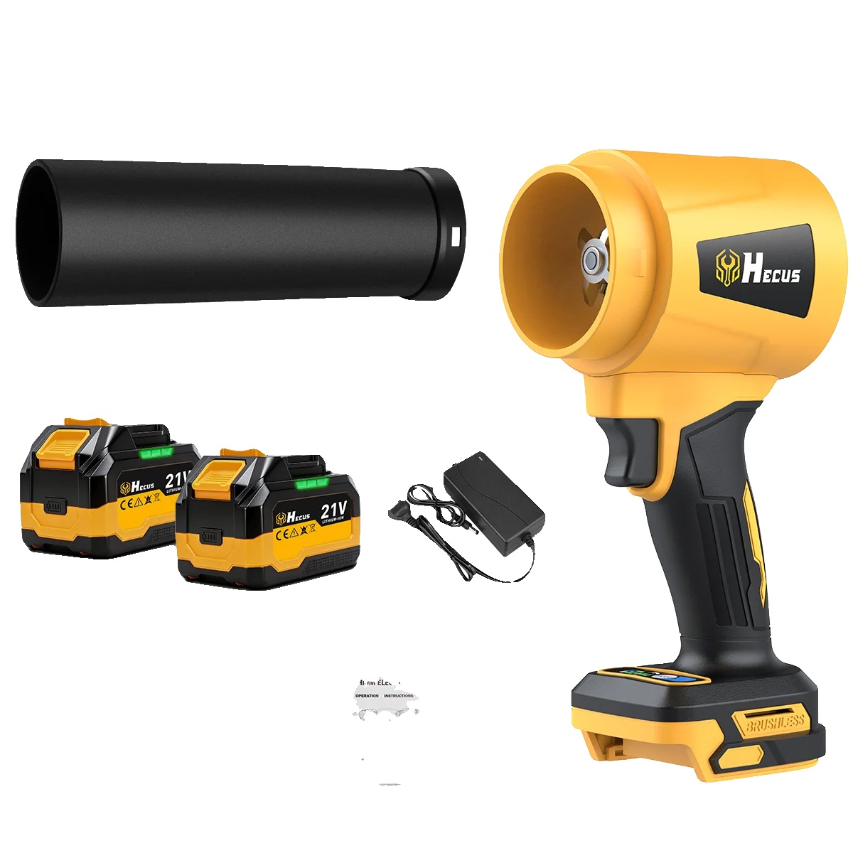 Bläser, Bürstenloser Motor, Hohe Luftströmung, 2 Batterien, 100v-240v Eu Stecker