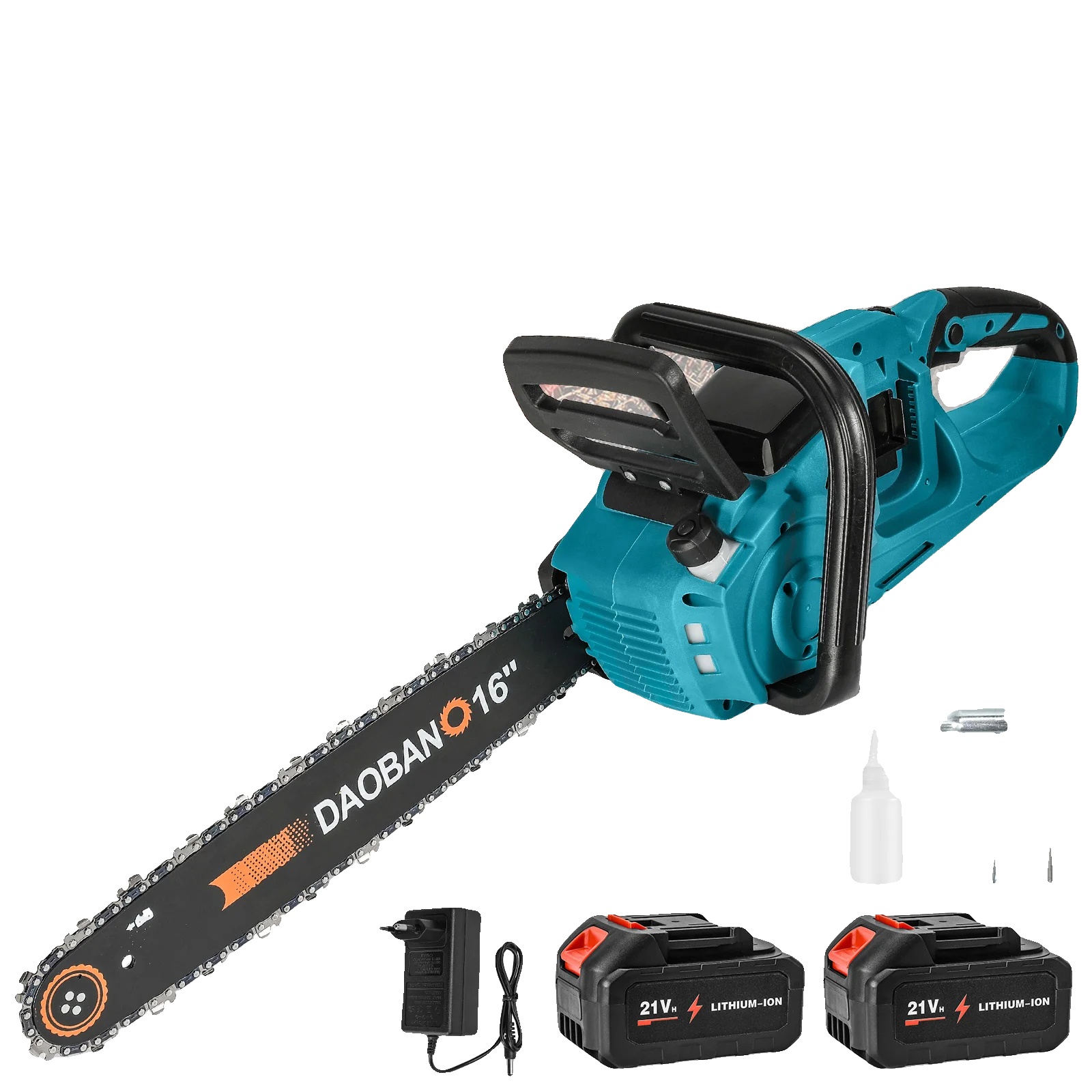 Elektrische Kettensäge, 16 Zoll, Bürstenloser Motor, Mit 2×batterie