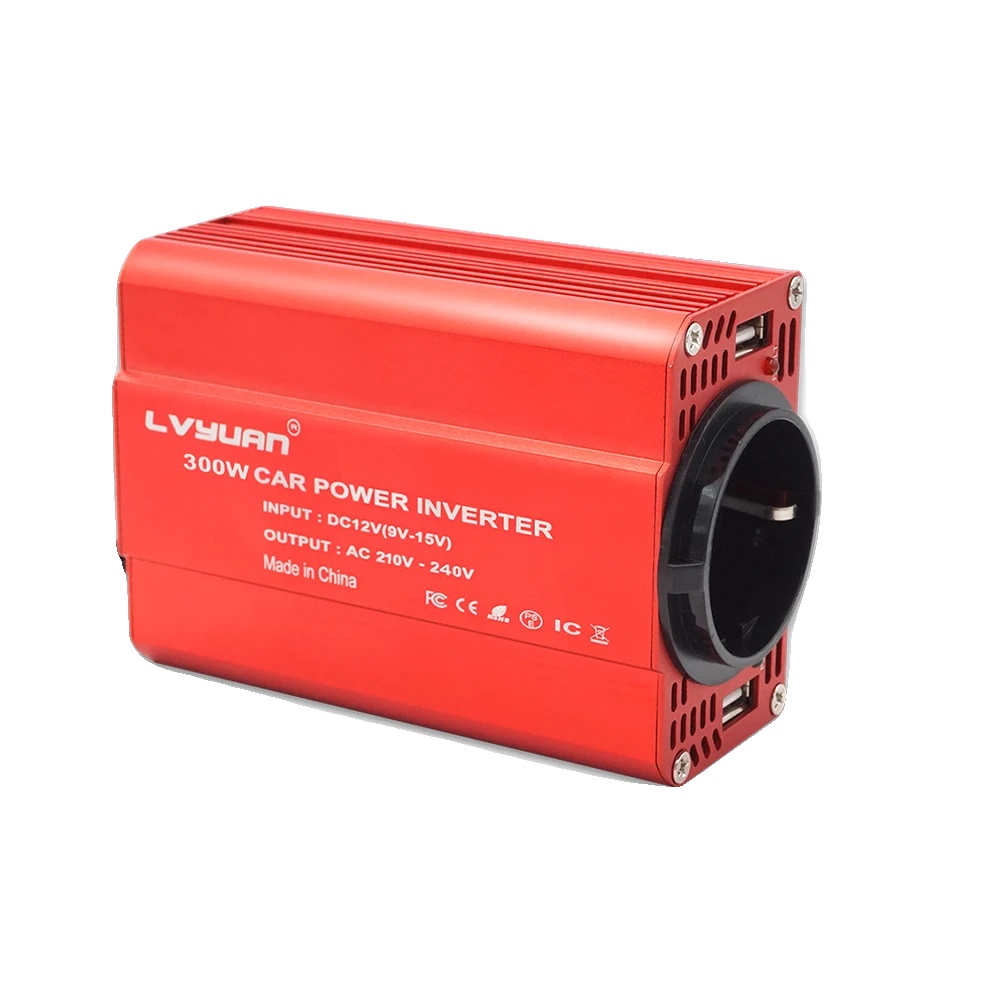 Wechselrichter, Dual-usb-ausgang, Sicherheitsfunktionen, 12v-220v-50hz-red, Europa, 12v, 220-240v