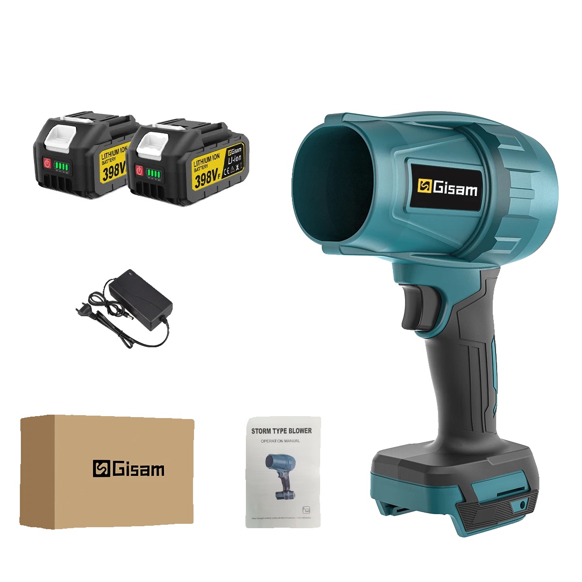 Luftgebläse, Bürstenloser Motor, Hohe Maximale Windgeschwindigkeit, 2 Batterien