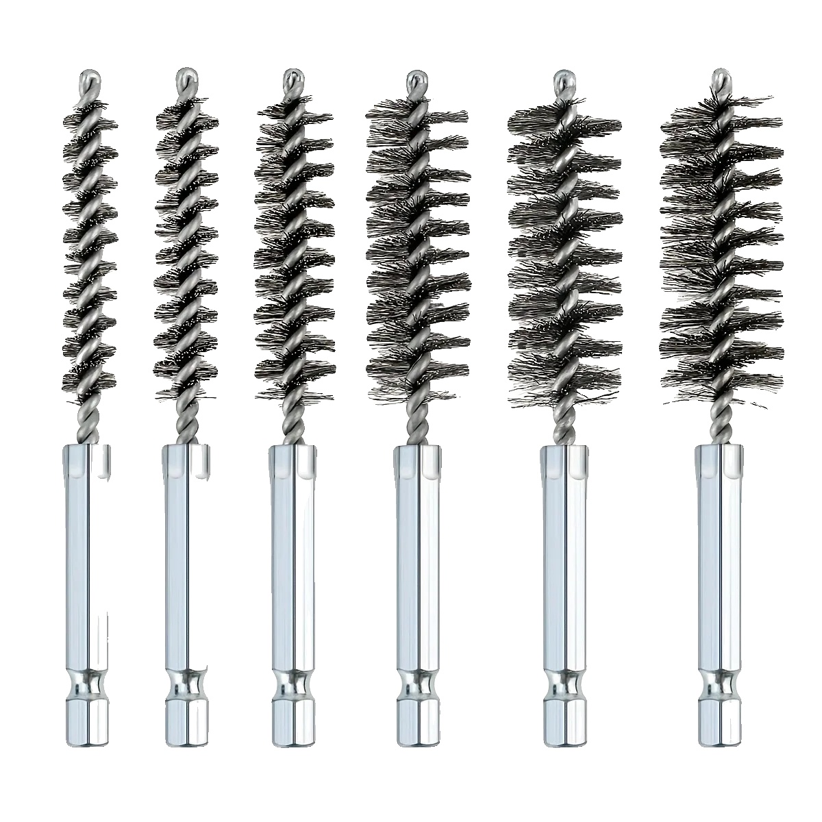 Reinigungsbürste, Stahlseil, Passt Auf 1/4" Sechskantbohrer, 6stück
