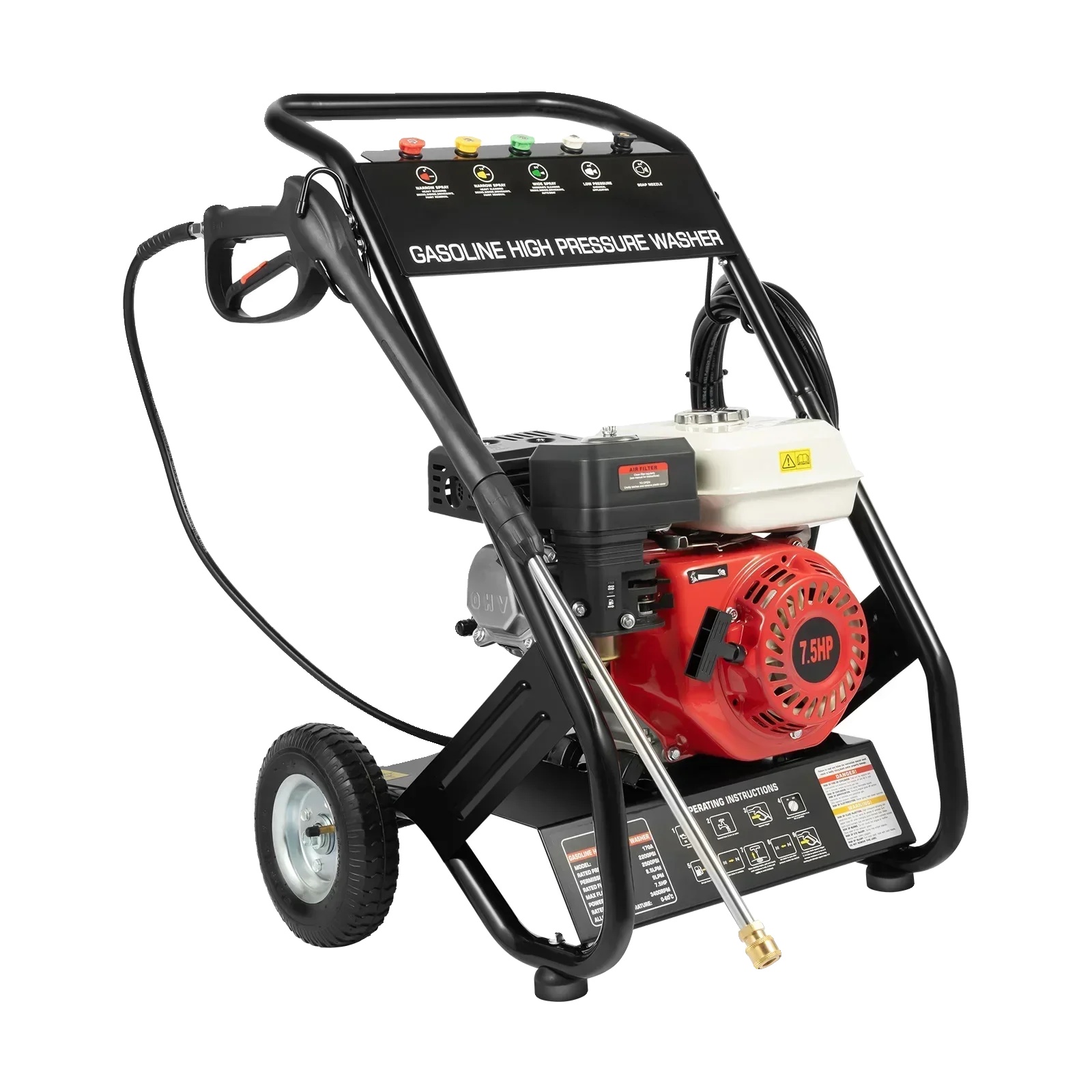 Hochdruckreiniger, 7,5 Ps Motor, 2200 Psi Reinigungsleistung, Schwarz