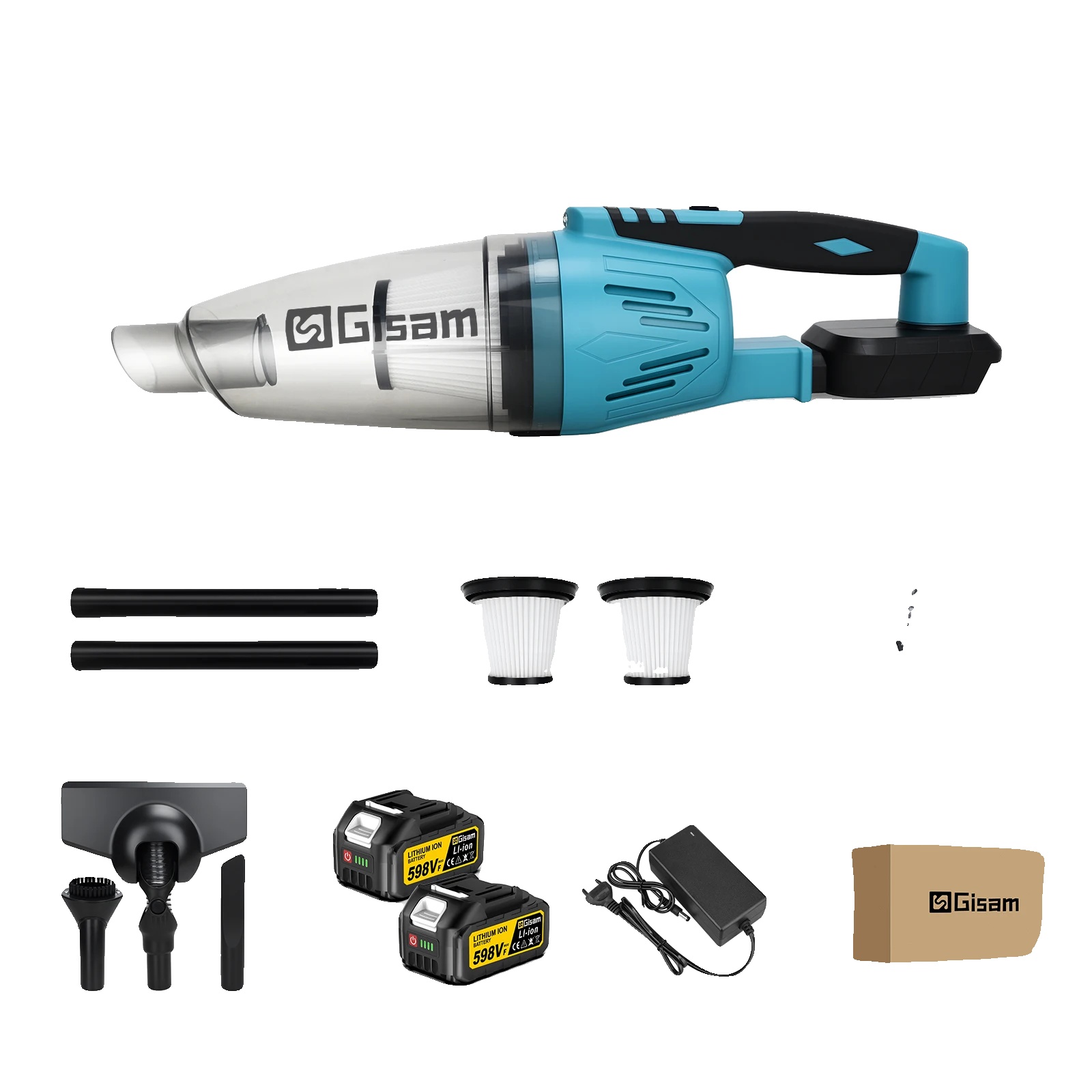 Staubsauger, Kabelloses Design, Kompatibel Mit 18v Lithium-batterien, 2 Batterien Set
