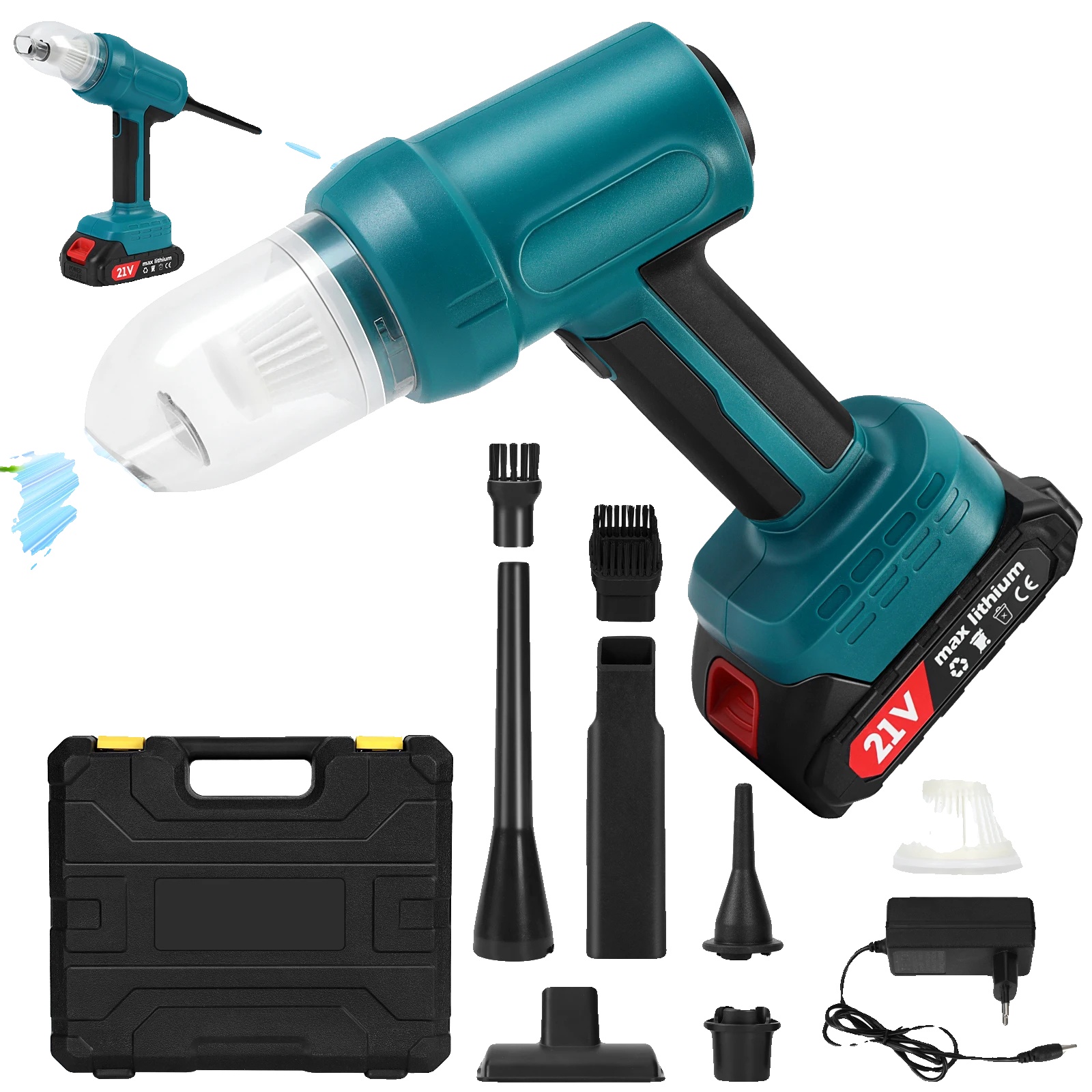 Bürstenloser Staubsauger, Multifunktionale Reinigung, Kabelloses Design, 2 Batterien 33000rpm
