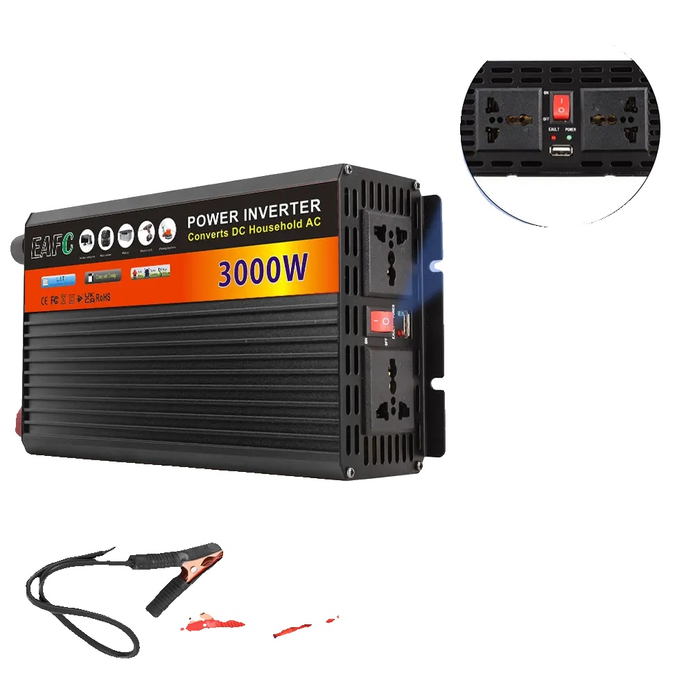 Wechselrichter, 3000w Leistungsfähigkeit, Mehrere Ausgangsanschlüsse, Schwarz
