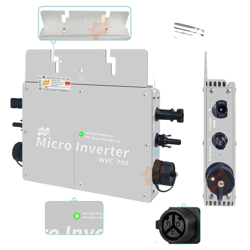 Solar-mikrowechselrichter, Wasserdichtes Design, Effiziente Energieumwandlung, 700w Wechselrichter, 230v, 22-50v
