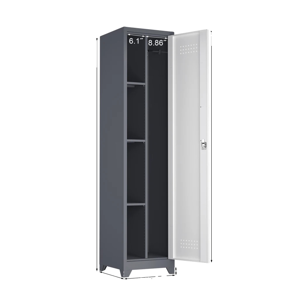 Aufbewahrungsschrank, Verstellbare Regale, Modernes Design, 15,75 X 15,75 X 64,96 Cm, Grau Weiß1 Tür