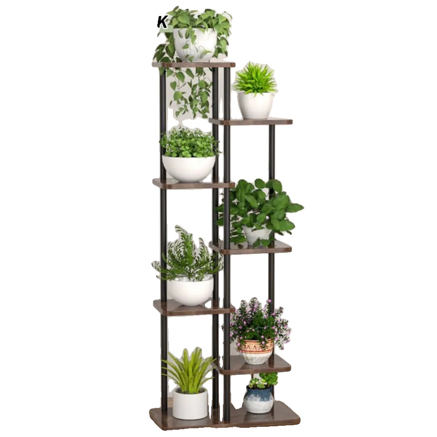Pflanzenständer, 7-stufiges Design, Platzsparender Innenorganizer, Schwarz Braun