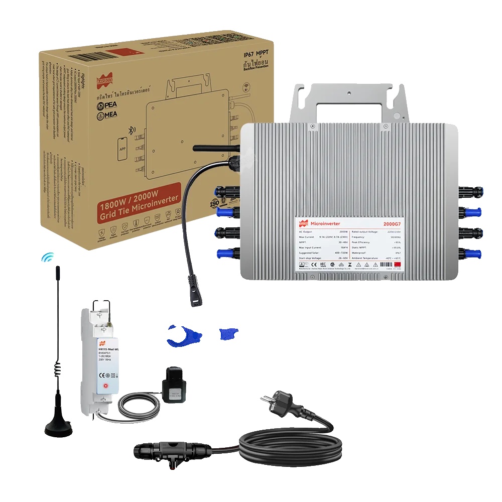 Solar-netzanschluss-mikroinverter, Hohe Effizienz, 2500w Maximale Leistung, Wasserdichtes Design, Limit Und 1.5m Kabel, 230v, 22-50v