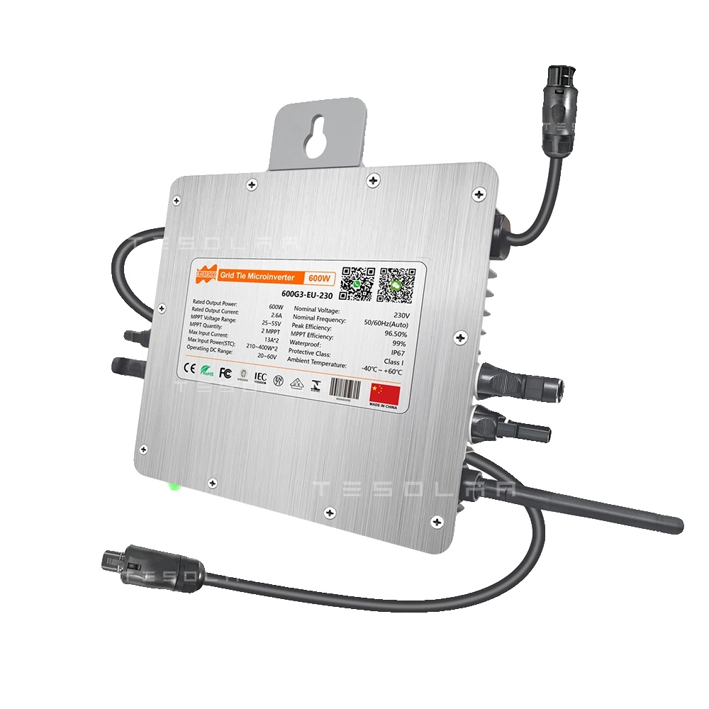 Solar-mikro-wechselrichter, 600w Kapazität, Ip67 Wasserdicht, 20-60v Dc, 230v(184-265v Ac)