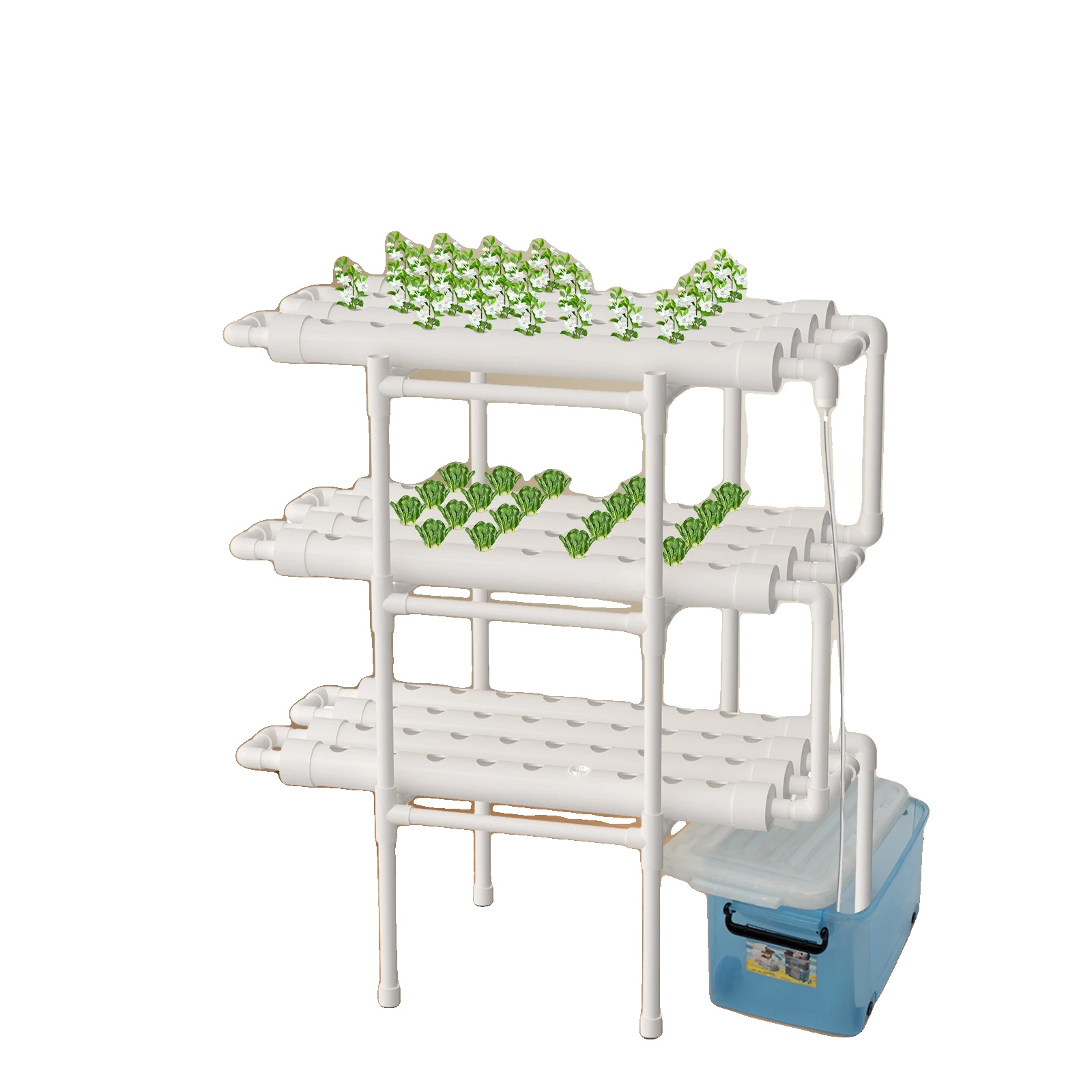 Hydroponisches Anbauset, 3-schichten, 108 Pflanzenstandorte, Weiss