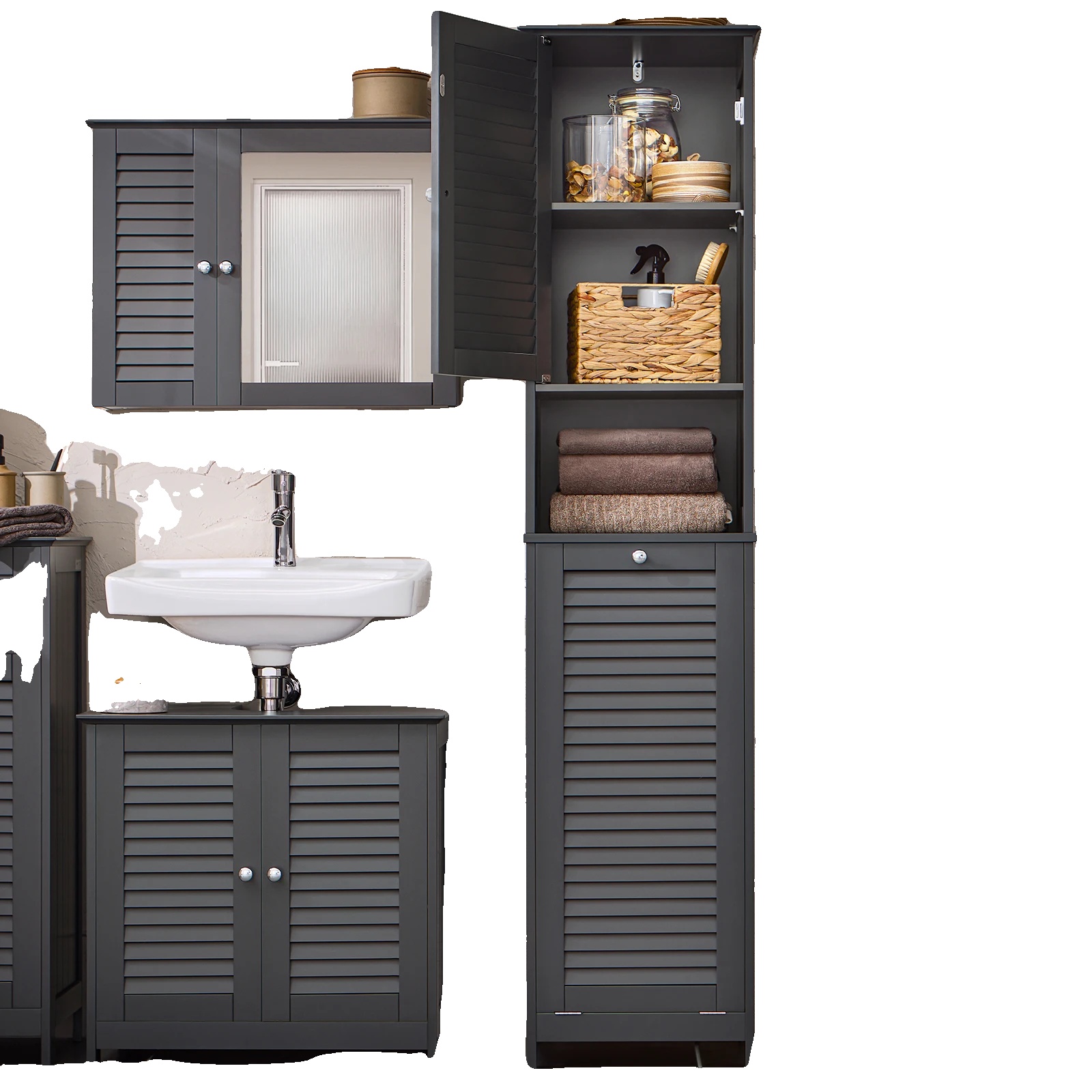 Hochschrank, Langlebiges Mdf, Verstellbare Regale, Schwarz