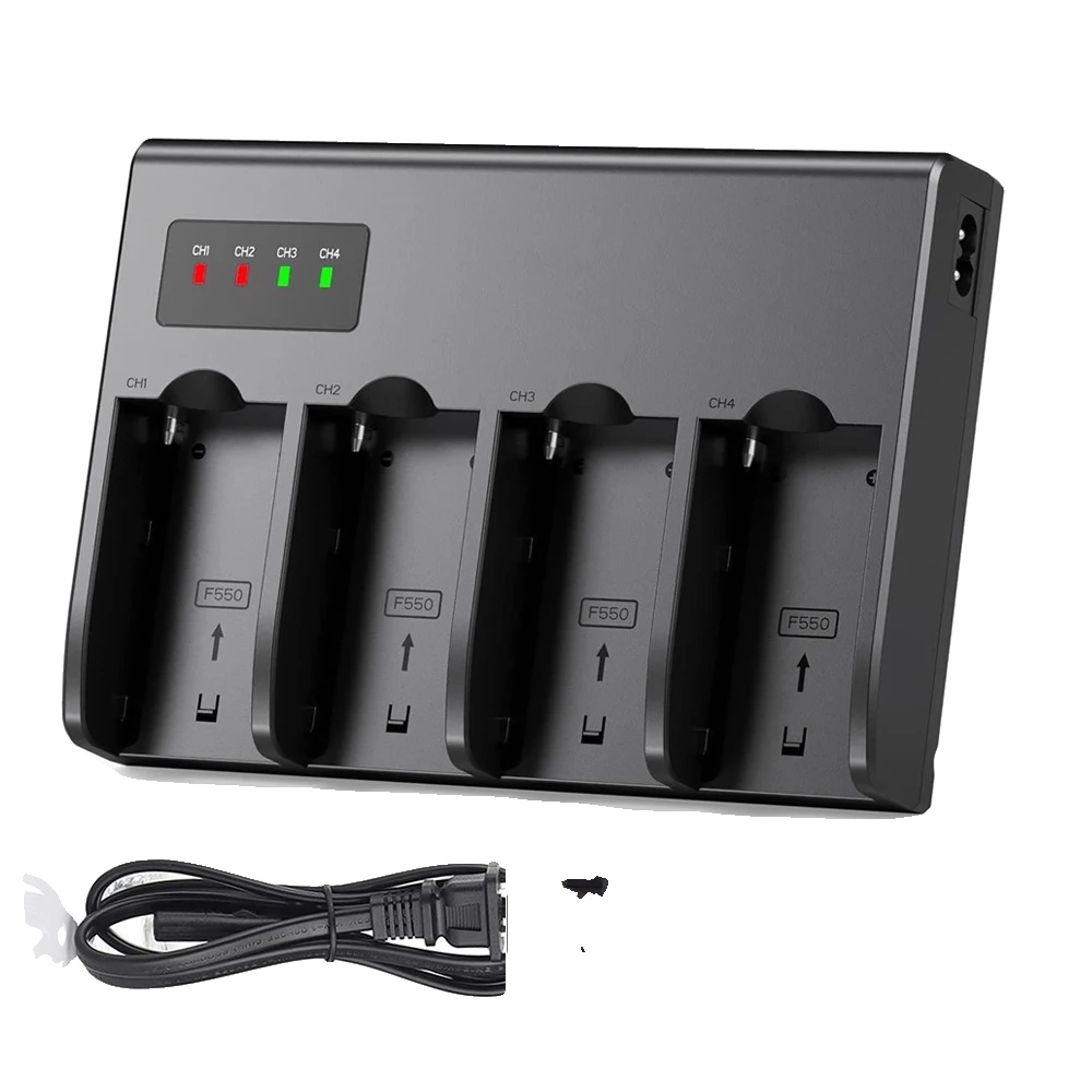 Batterieladegerät, 4 Slots, Kompatibel Mit Np-f Serie Batterien, Eu