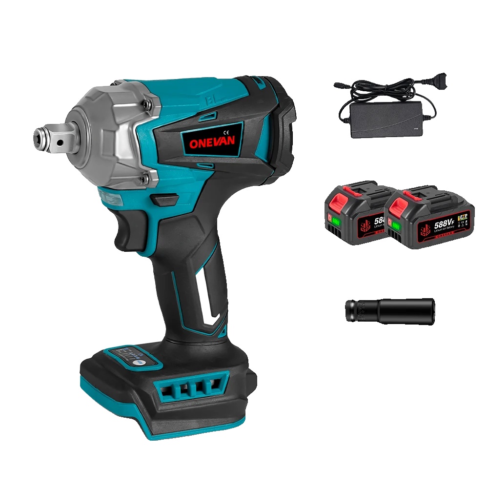 Elektrischer Schlagschrauber, 1200 N.m Drehmoment, 18v Bürstenloser Motor, 2 Batterien Set