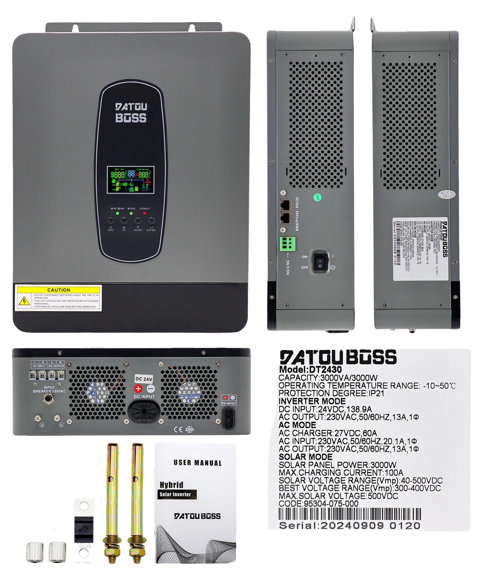 Solarwechselrichter, 3000w Leistung, Reine Sinuswelle, 24v 3000w